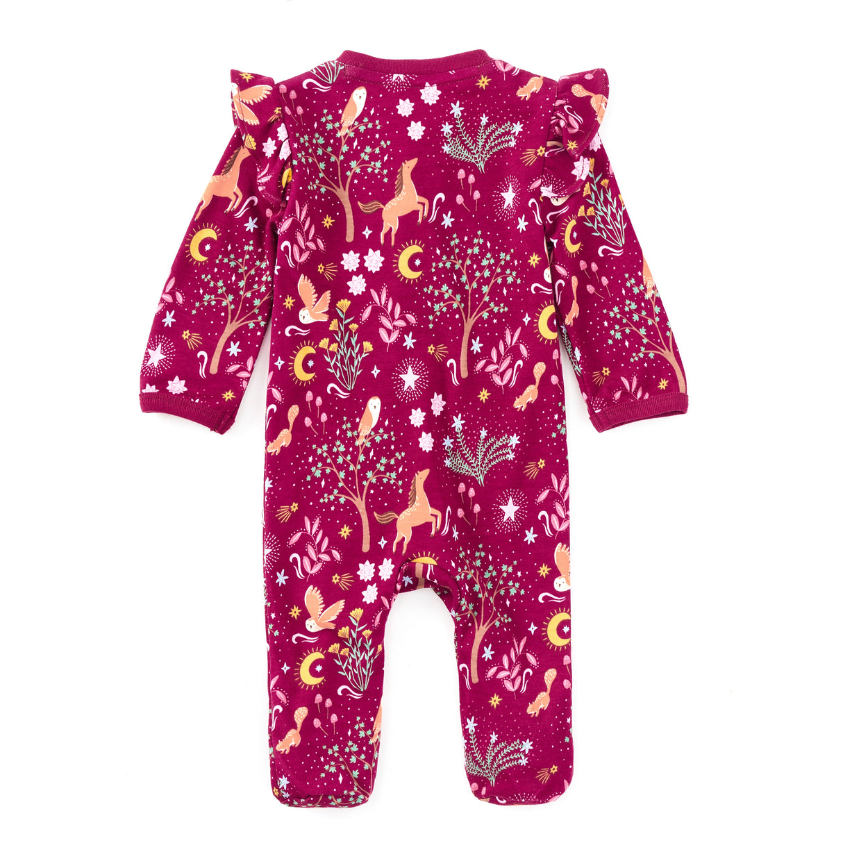 Bamboo Blend Ruffle Zip Footie - Woodland Dreams