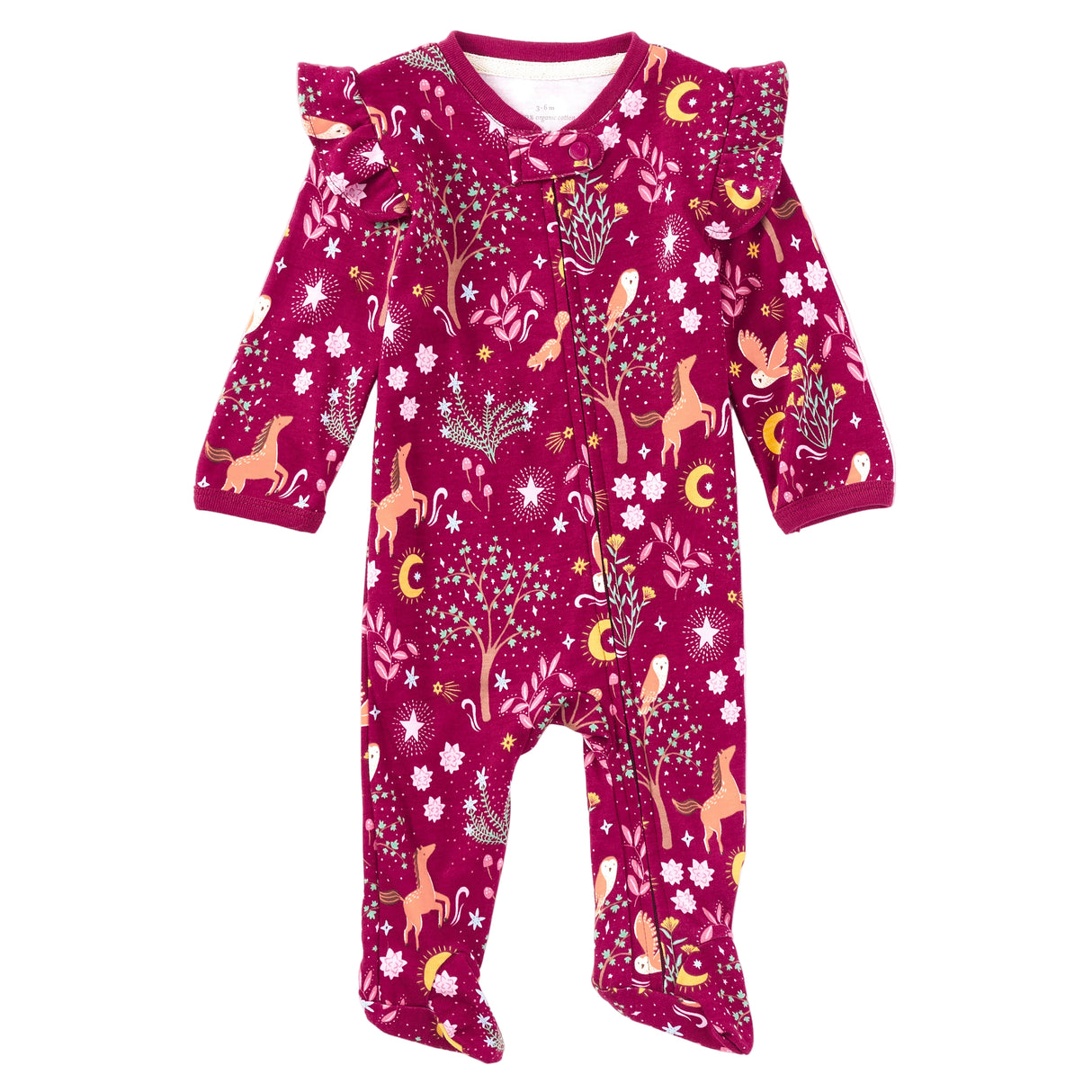Bamboo Blend Ruffle Zip Footie - Woodland Dreams