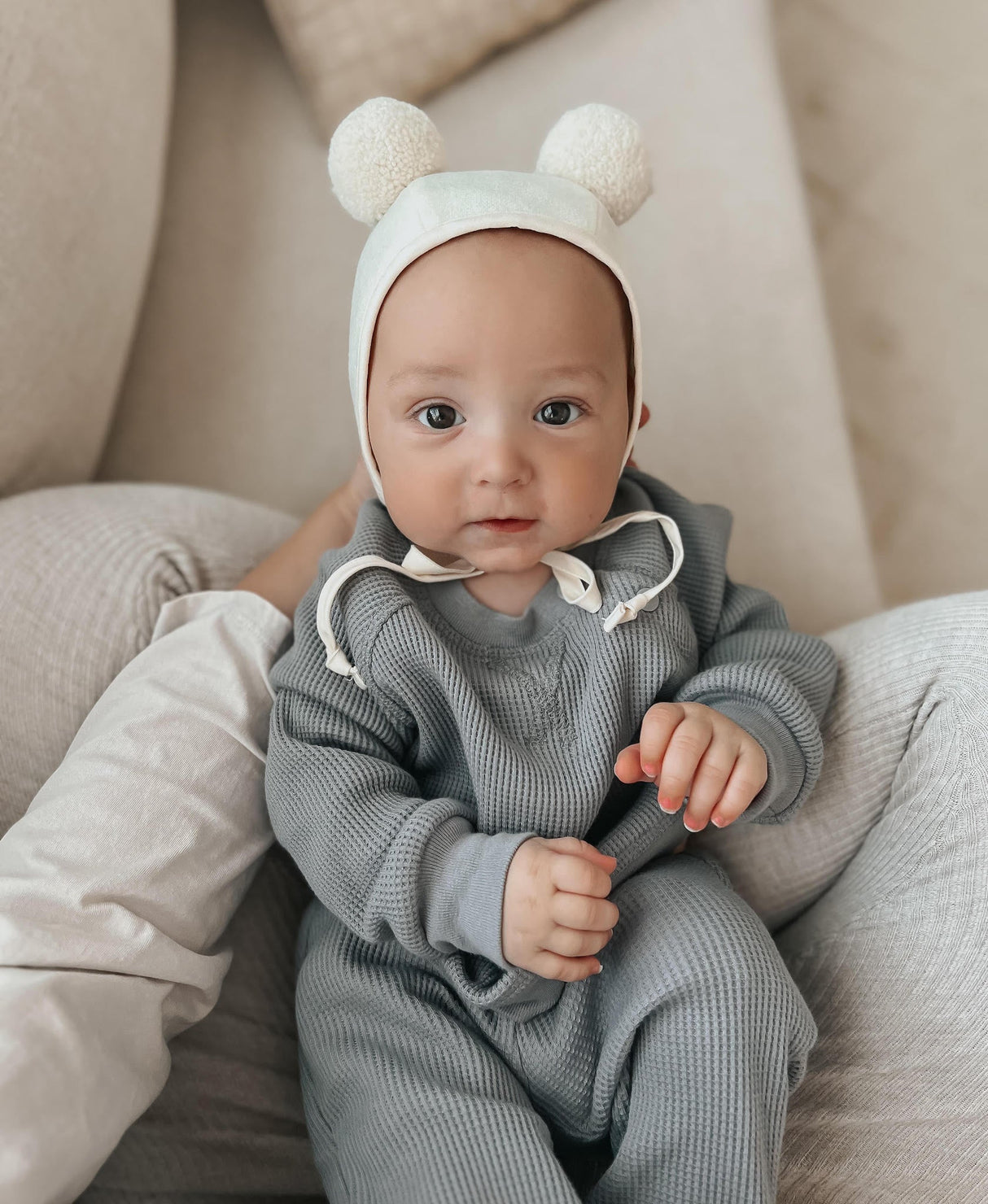 Waffle Crew Neck Sweatshirt - Smoke - HoneyBug