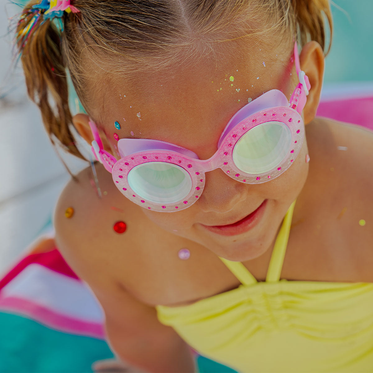 Blush Begonia Budding Flowers Girl Kids' Swim Goggles - HoneyBug