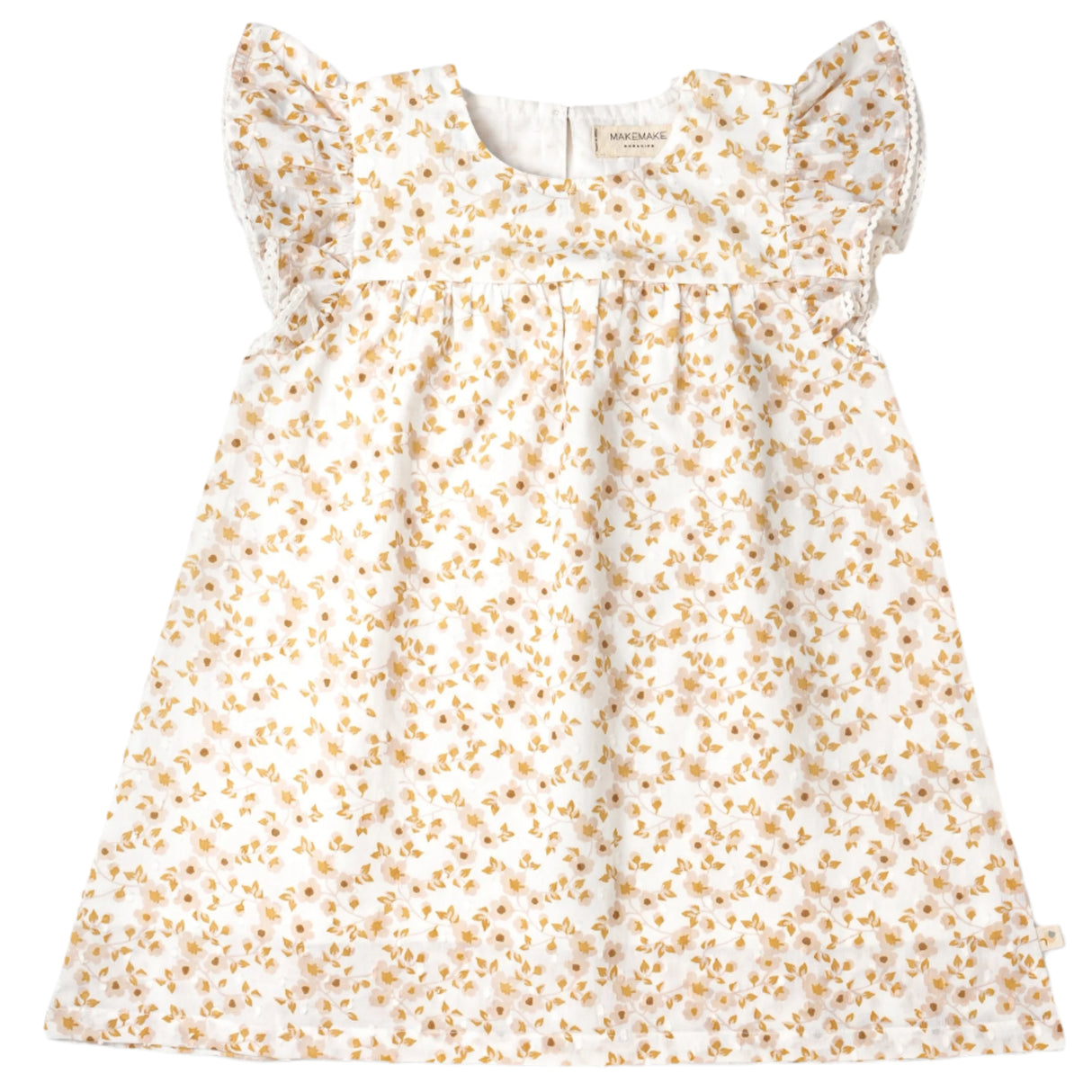 Organic Short Sleeve Flutter Dress - Gardenia - HoneyBug