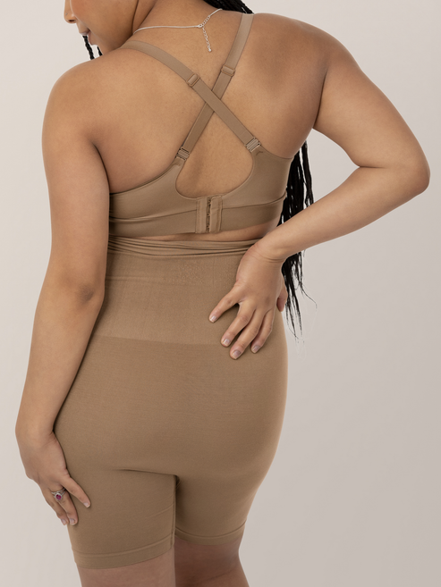 Minimalist Hands-Free Pumping & Nursing Plunge Bra | Latte - HoneyBug