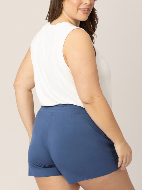 Bamboo Maternity & Postpartum Lounge Shorts | Slate Blue - HoneyBug