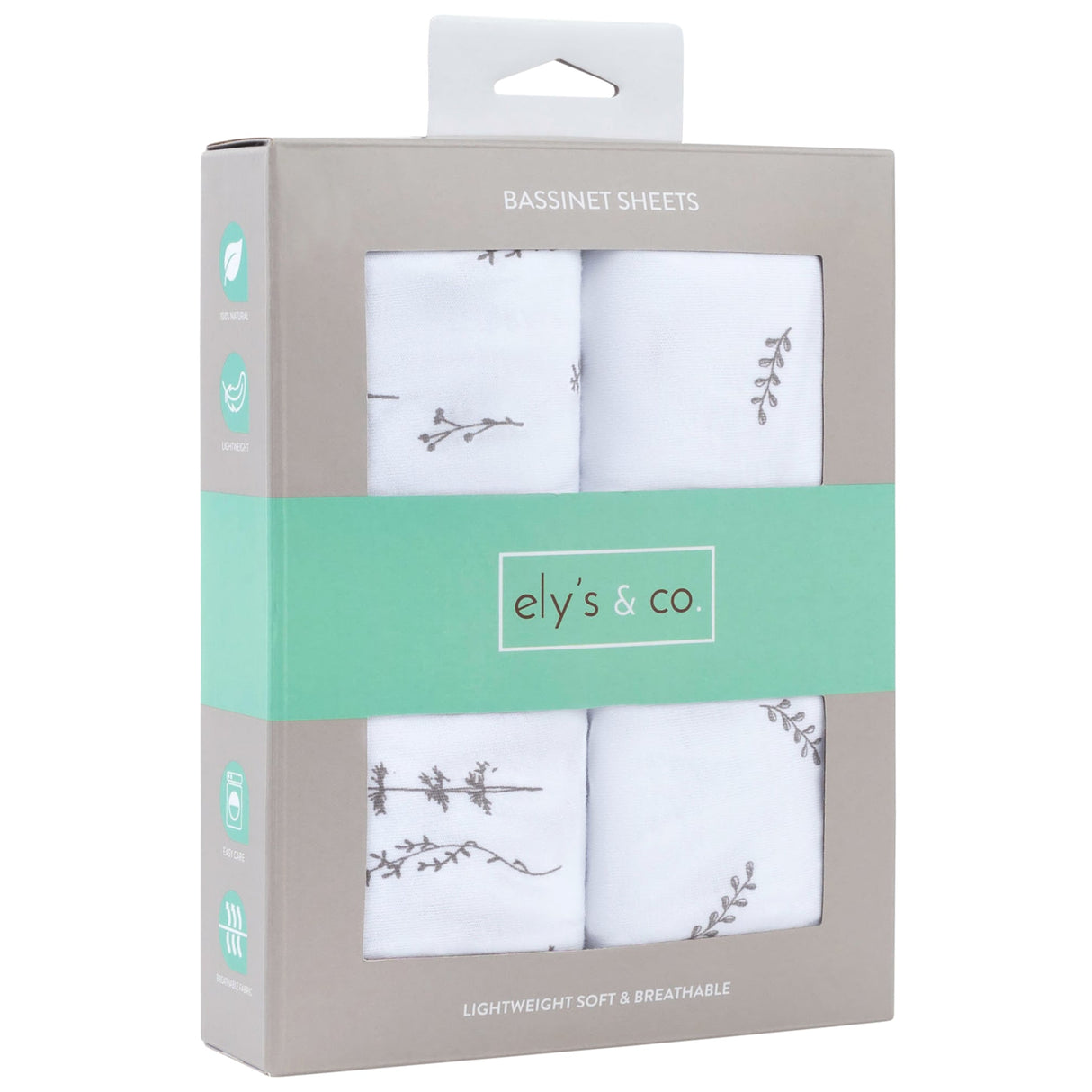 Bassinet Sheet Set - Forest Grey Leaf - HoneyBug