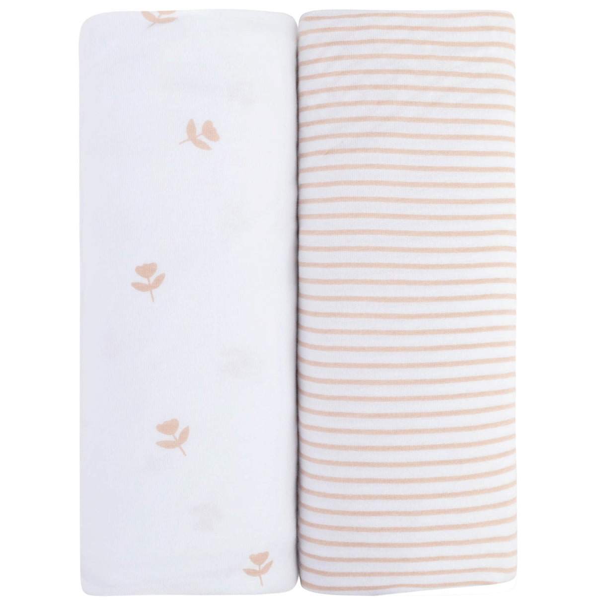 Pack N Play I Portable Crib Sheet Set - Mauve Tulip & Stripes - HoneyBug