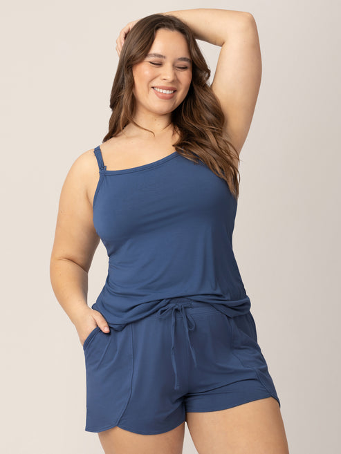 Bamboo Lounge Around Nursing & Maternity Tank | Slate Blue - HoneyBug