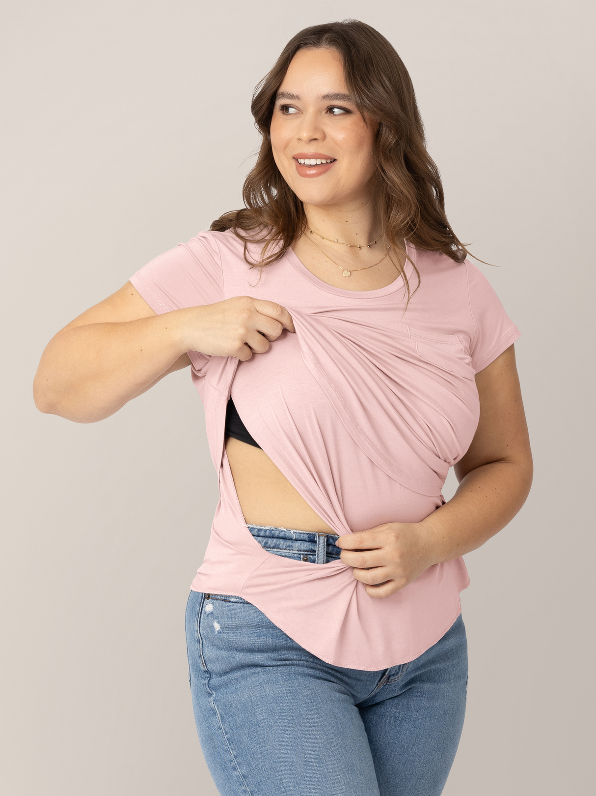 Everyday Maternity & Nursing T-shirt | Dusty Pink - HoneyBug