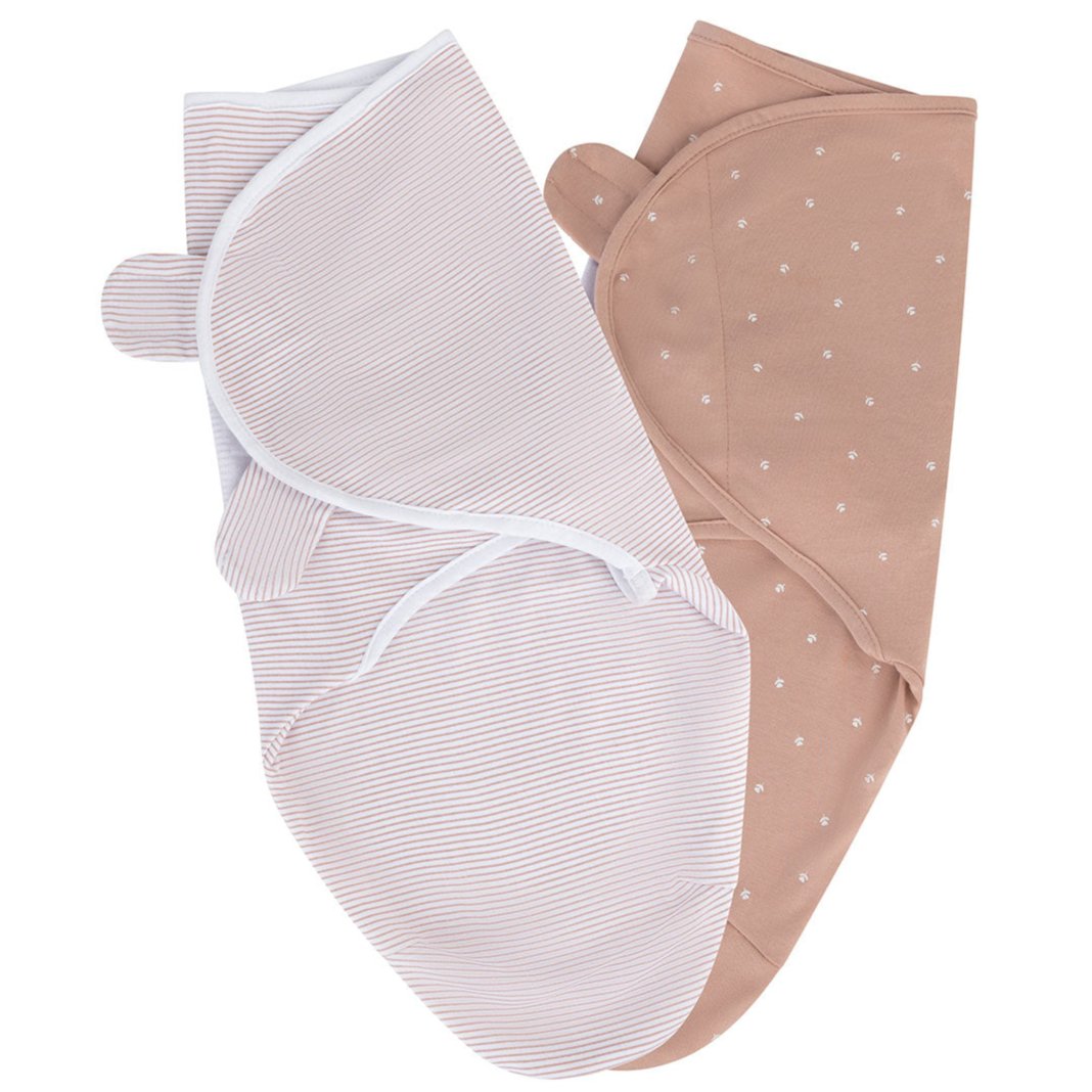 Adjustable Swaddle Blanket - Mauve Tulips & Stripes - HoneyBug