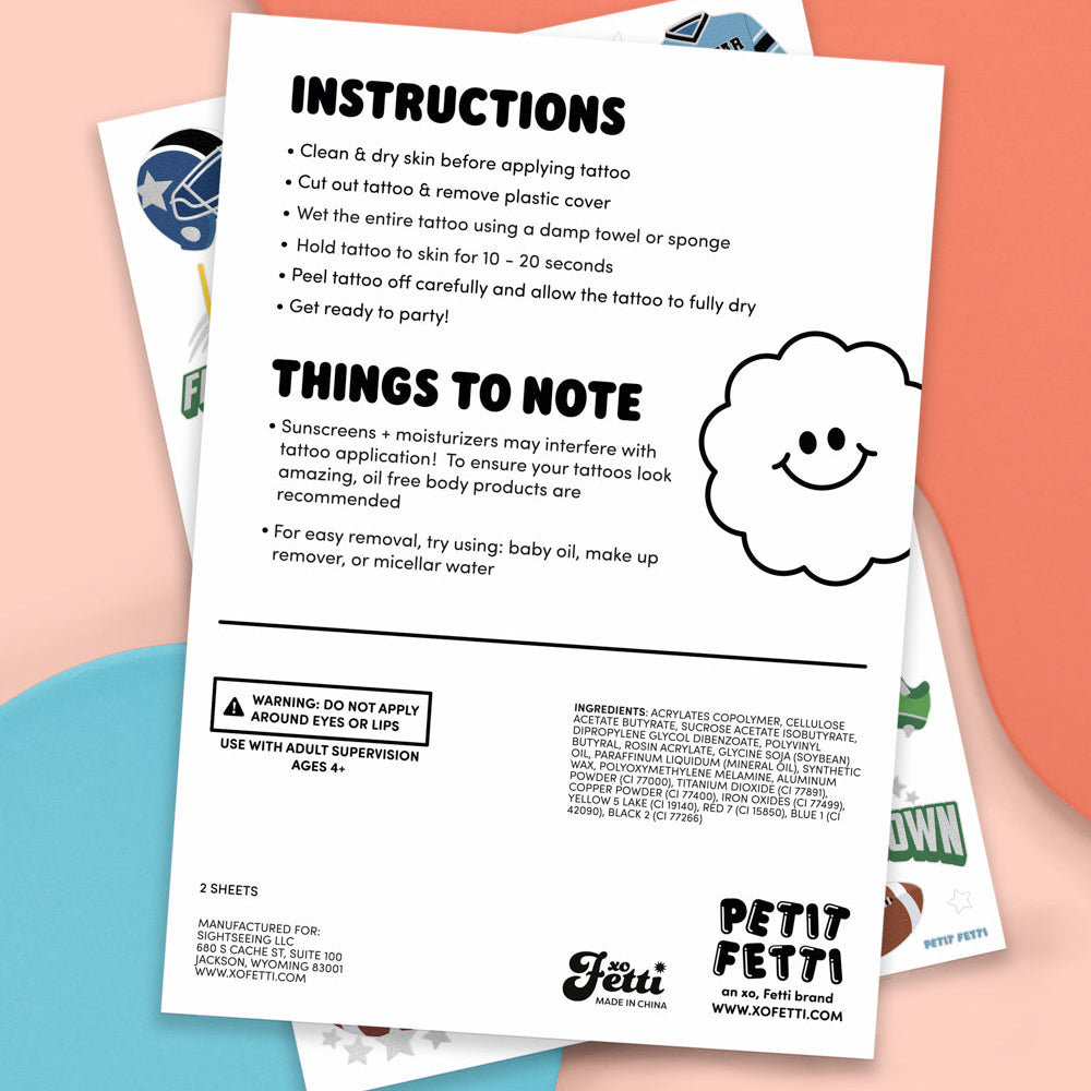 Football Tats - 60 Temporary Tattoos