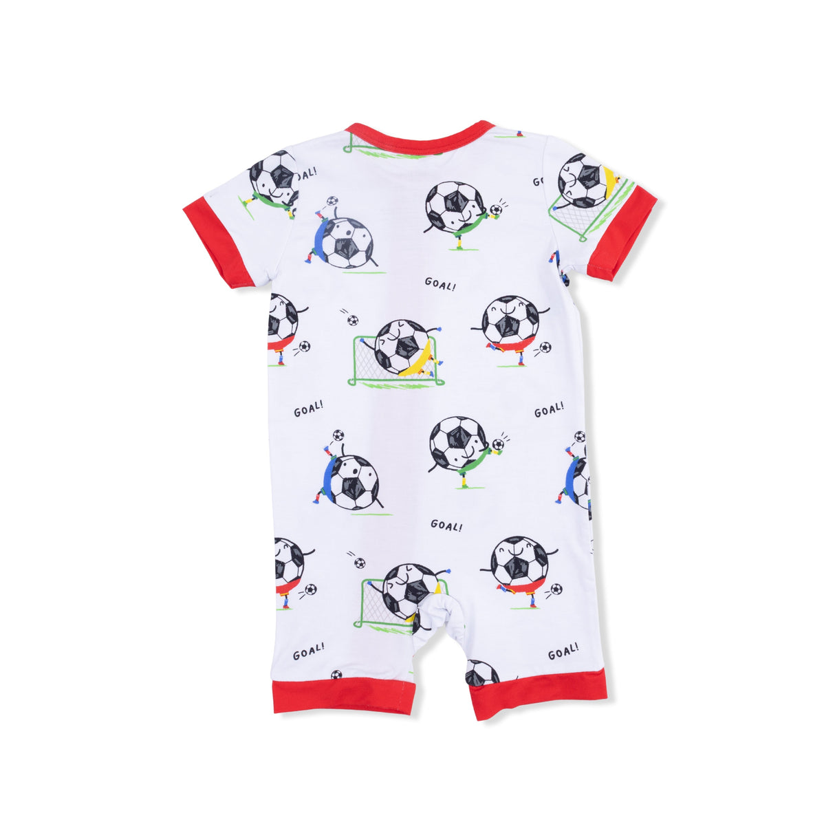 Soccer Balls Playing Soccer Blue - Shortie 2 Way Zipper Romper