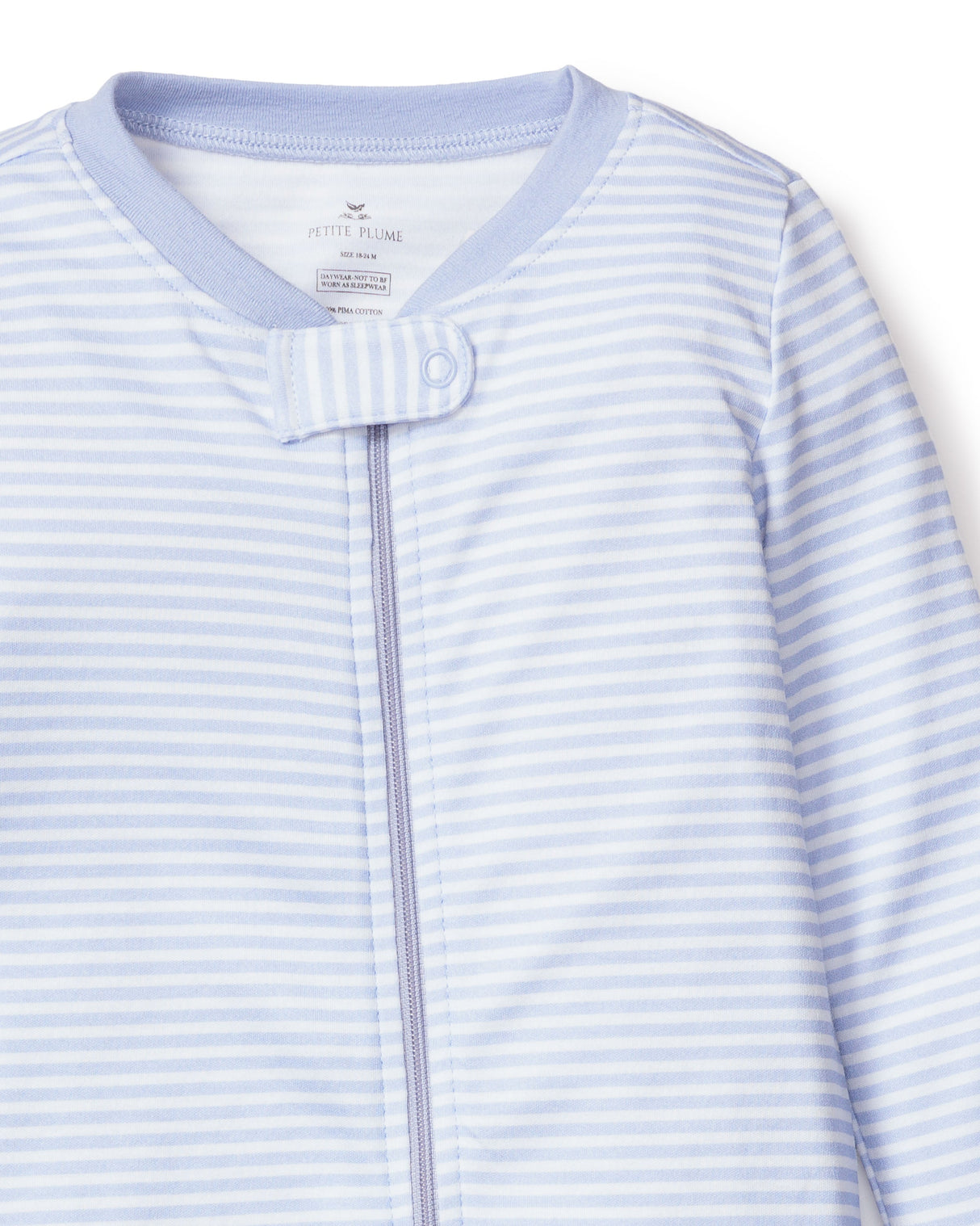 Baby's Pima Romper in Blue Stripes - HoneyBug