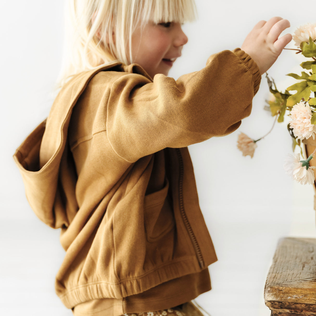 Organic Baby Toddler Hooded Jacket - Tan - HoneyBug
