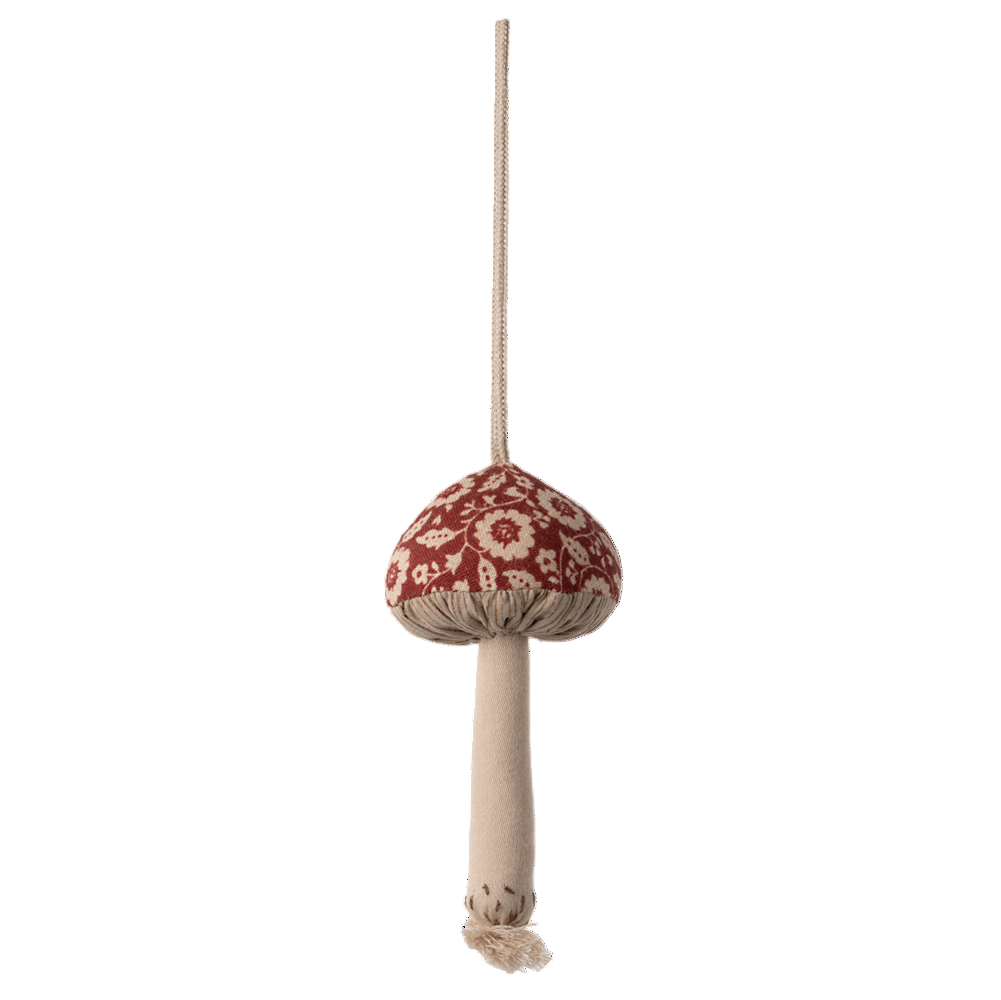 Mushroom Ornament, Winter Flower - Red - HoneyBug