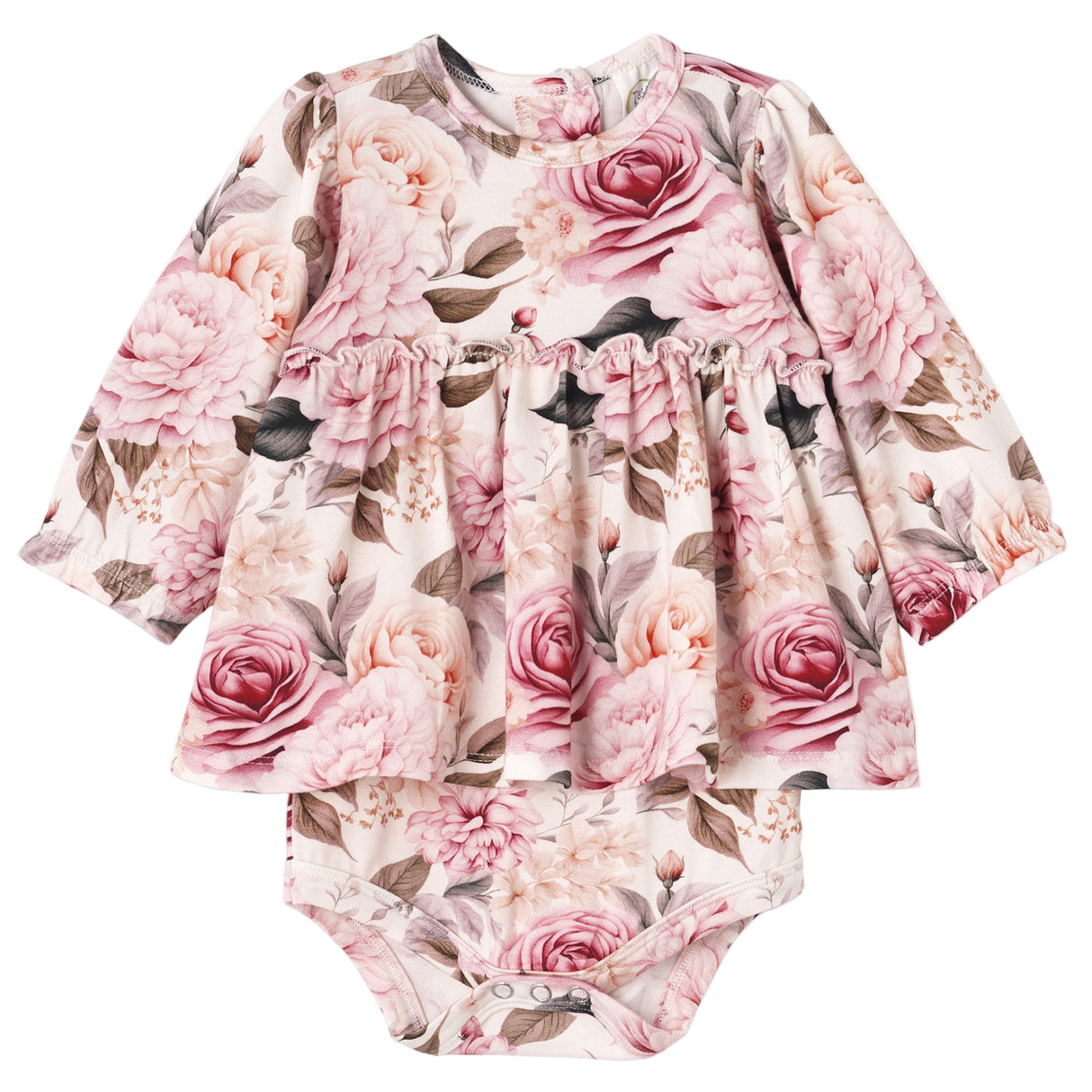 Garden Bouquet Baby Girl Bamboo Skirted Bodysuit - HoneyBug
