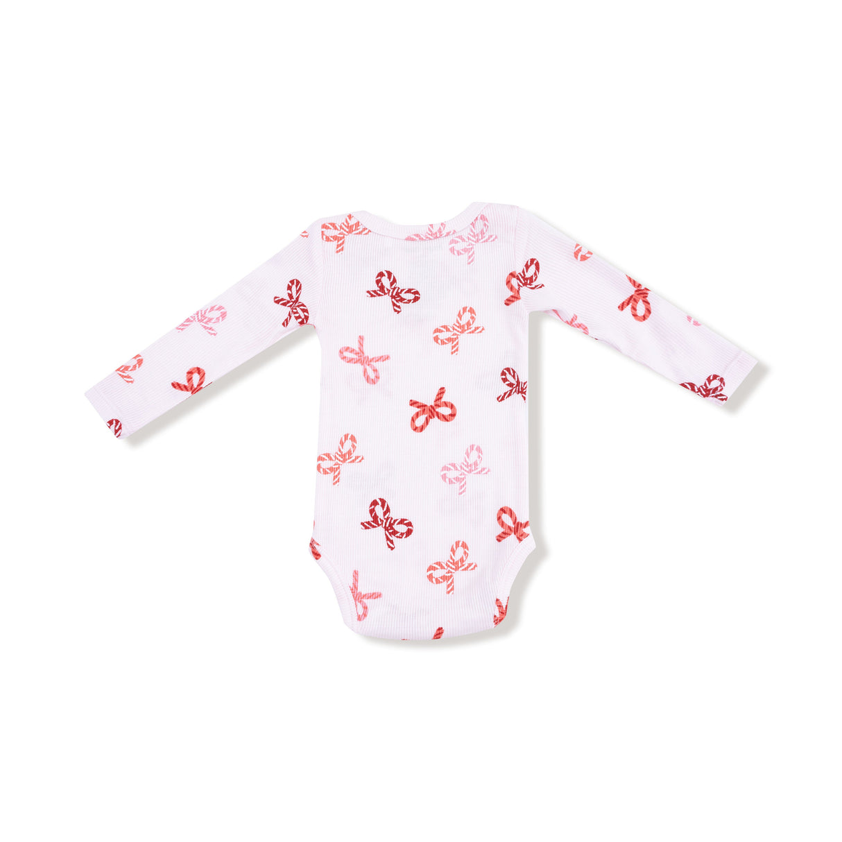 Lap Shoulder Bodysuit - Candy Cane Bows - HoneyBug