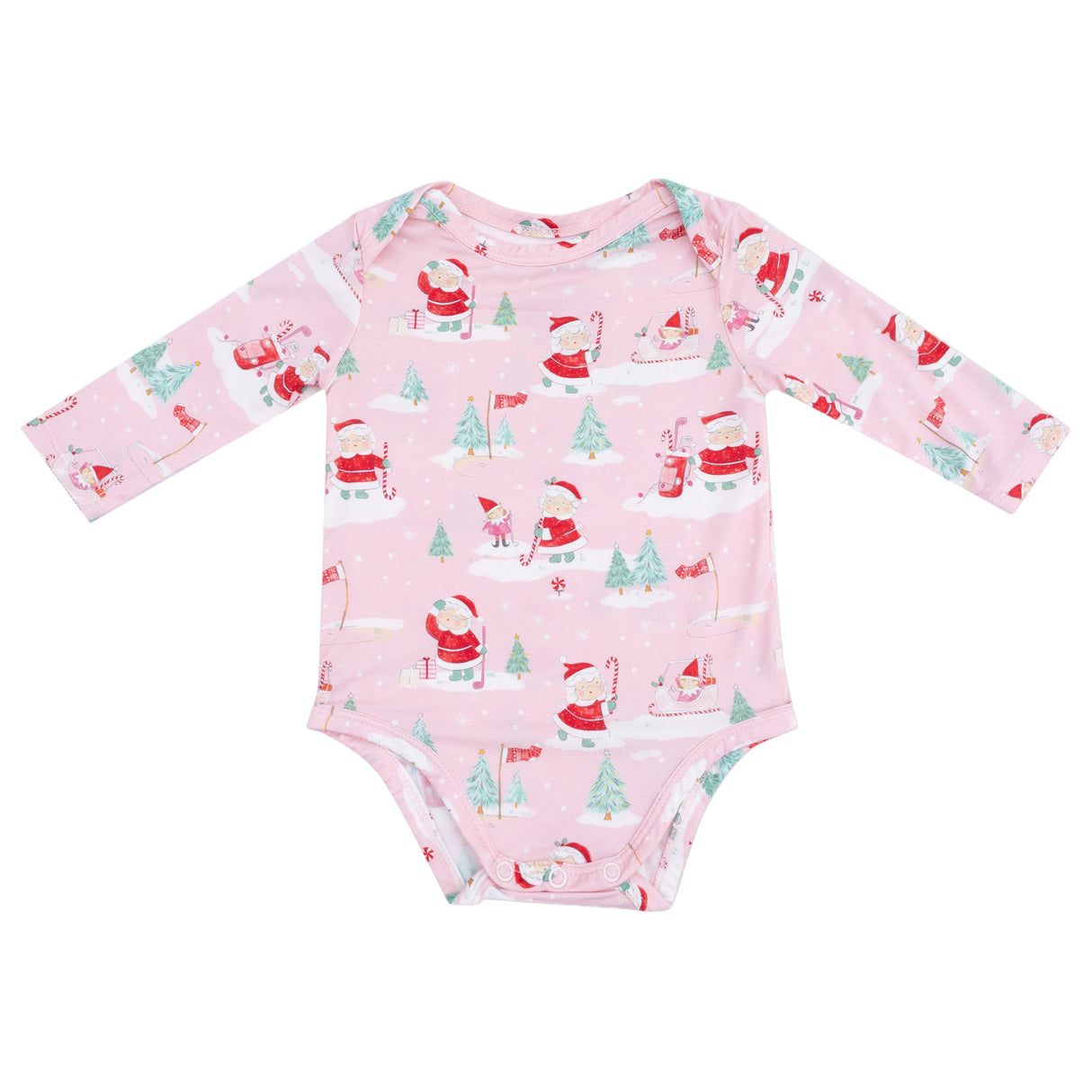 Lap Shoulder Bodysuit - Golfing Mrs. Claus and Elves - HoneyBug