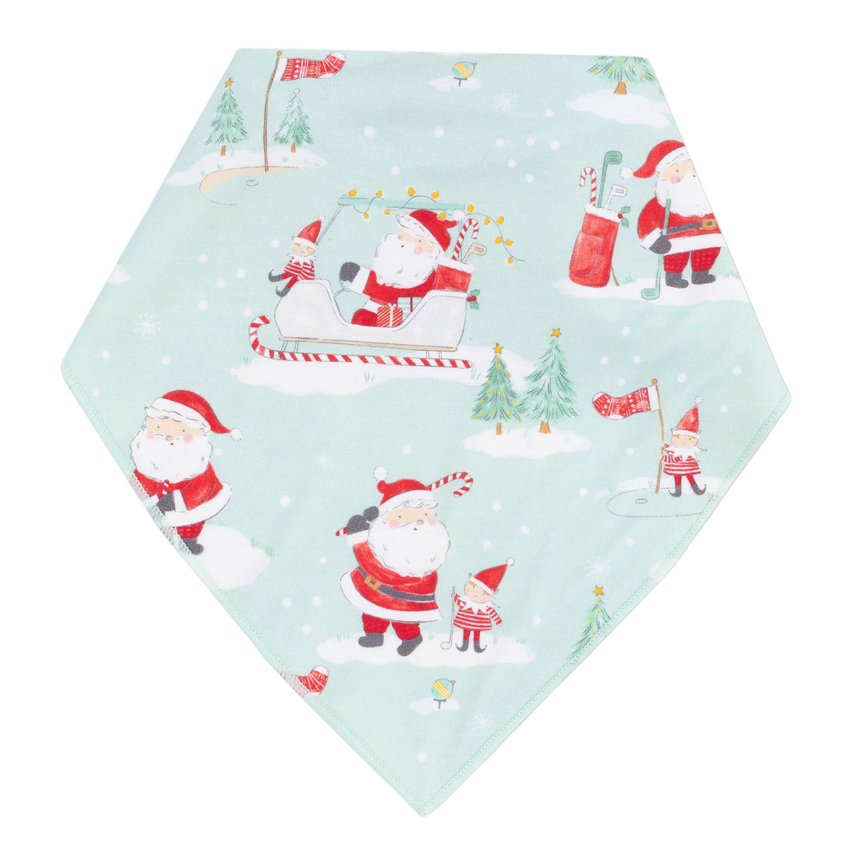 Bandana Bib - Golfing Santa Claus and Elves - HoneyBug