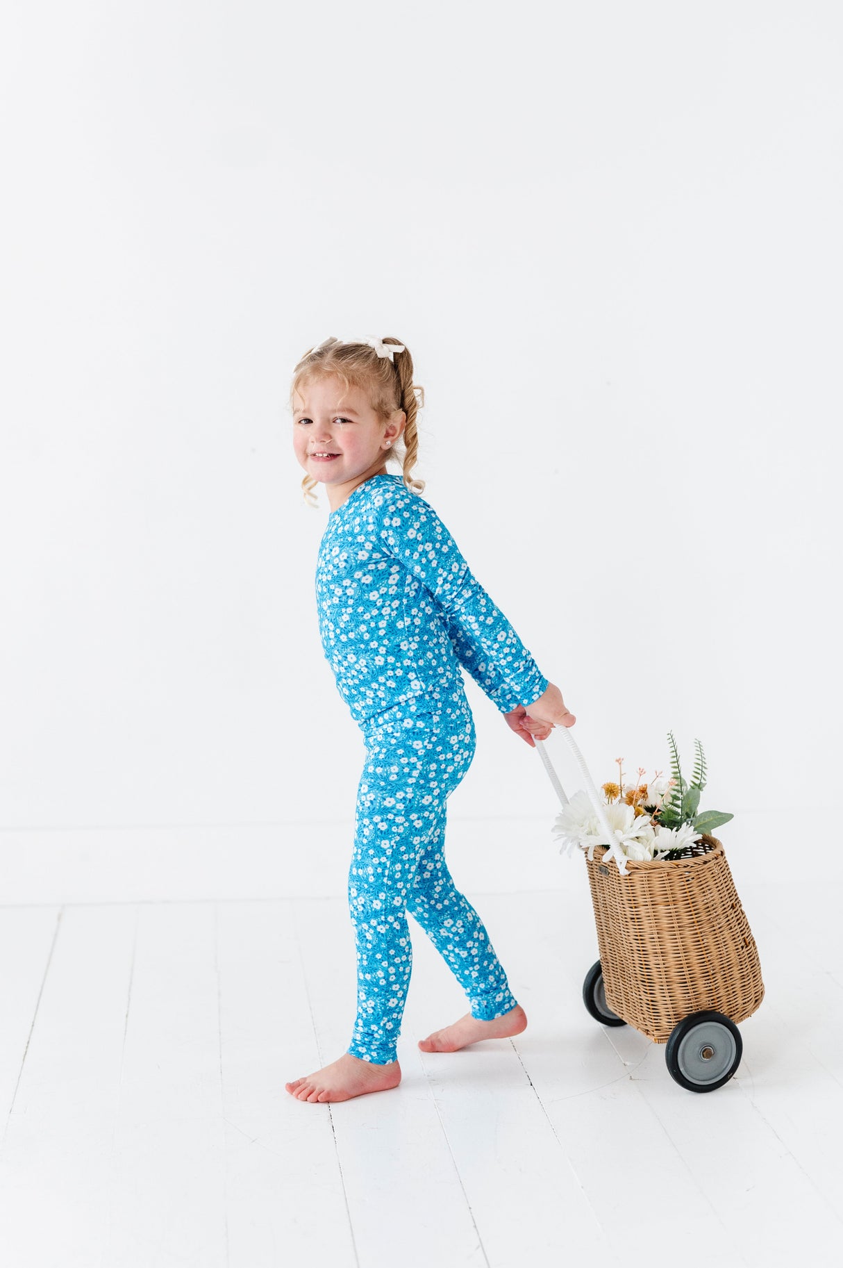 Blue Base Flowers Two Piece Long Set - HoneyBug