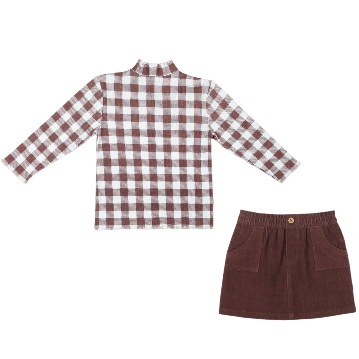 Organic Tee and Corduroy Skirt Set - Plum - HoneyBug