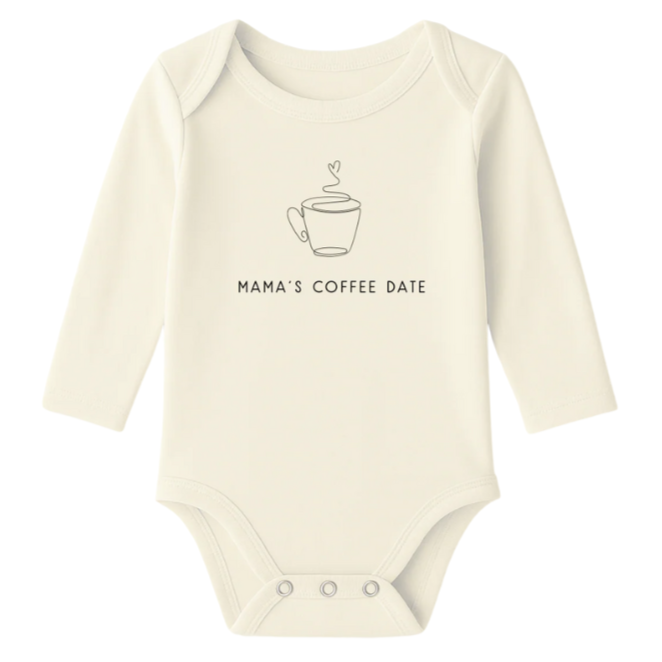 Mama's Coffee Date Organic Cotton Baby Bodysuit Long Sleeve - HoneyBug