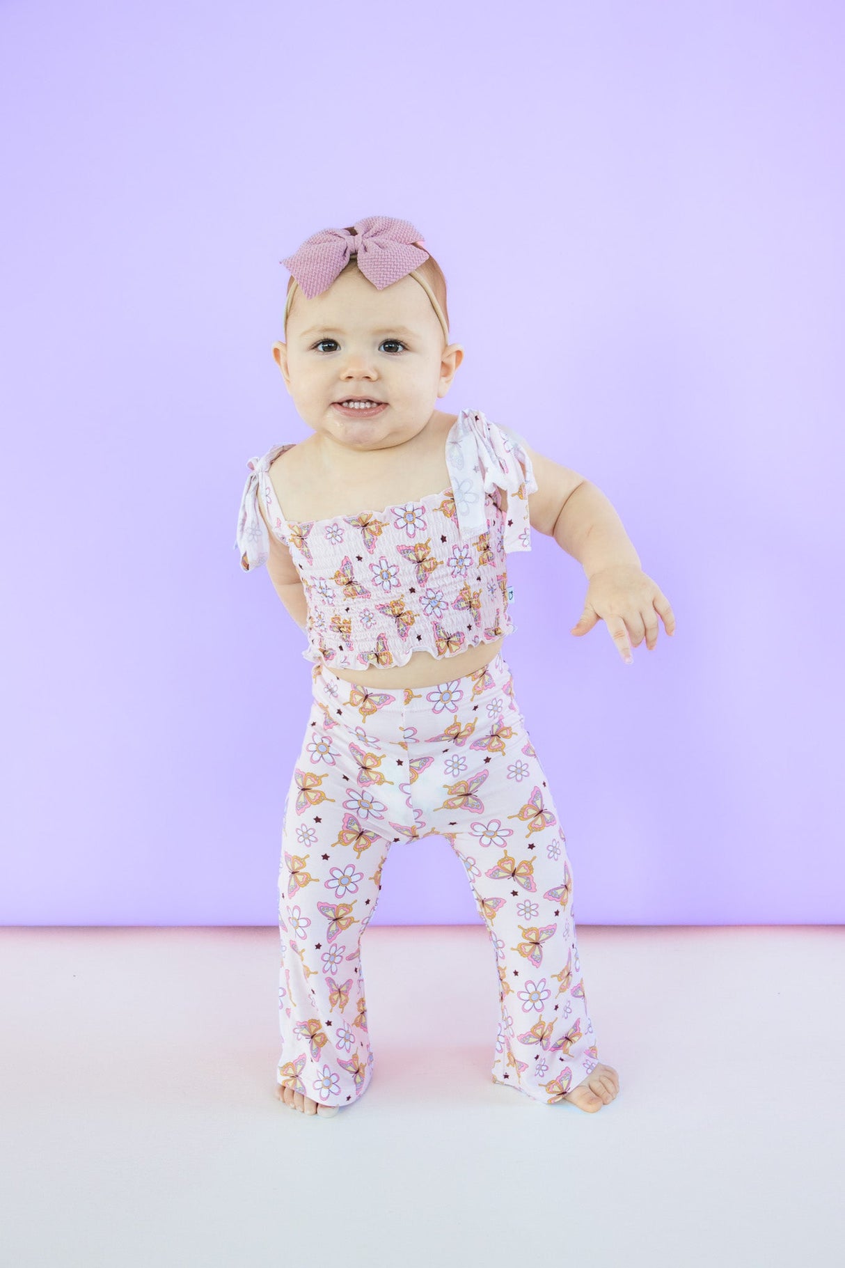 BLOSSOMIN' BUTTERFLY DREAM SMOCKED FLARE SET - HoneyBug