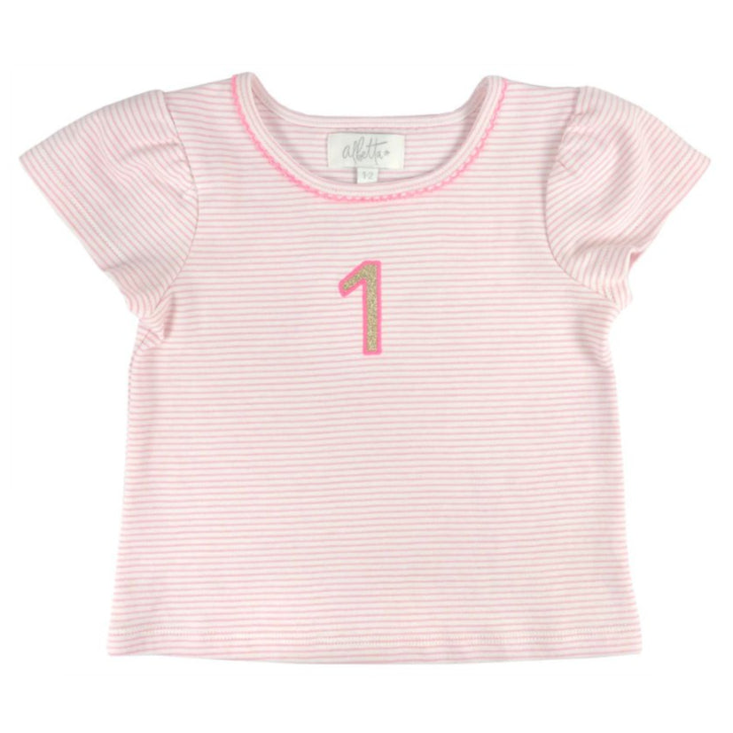 1st Year Birthday Gold T-Shirt Pink - HoneyBug
