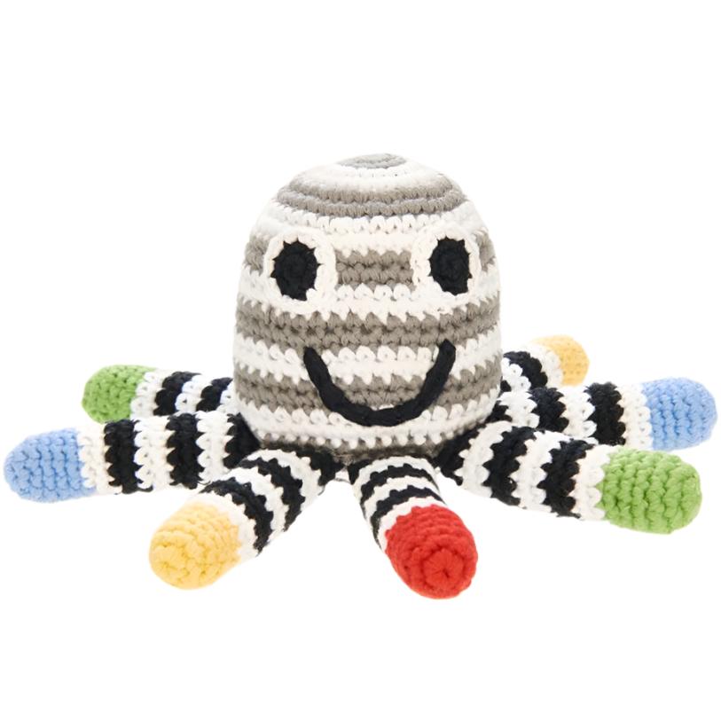 Octopus Rattle Black and White - HoneyBug