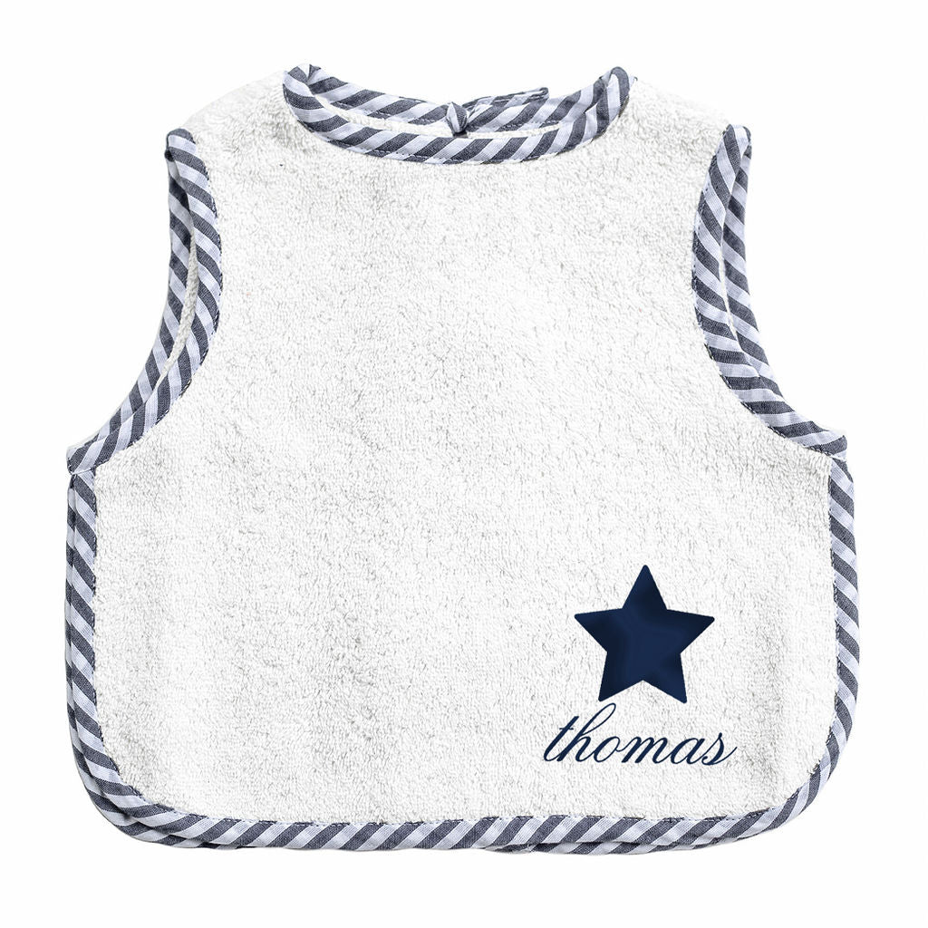 Monogrammed Apron bib | Harbor Island stripe - HoneyBug