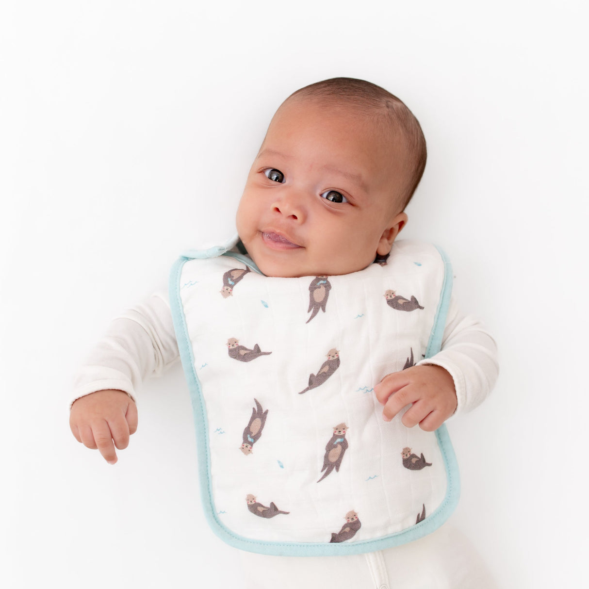 Otter & Taupe Wave Bib Set - HoneyBug