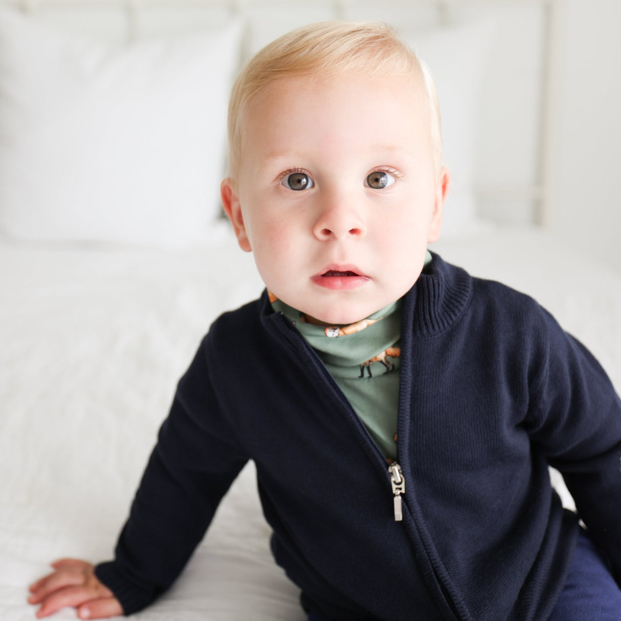 Green Fox Turtleneck Onesie - HoneyBug