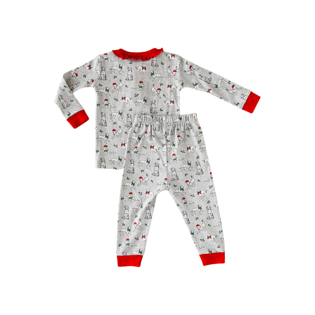 Holiday Dalmatian 2-Piece Pajama with Ruffle - HoneyBug