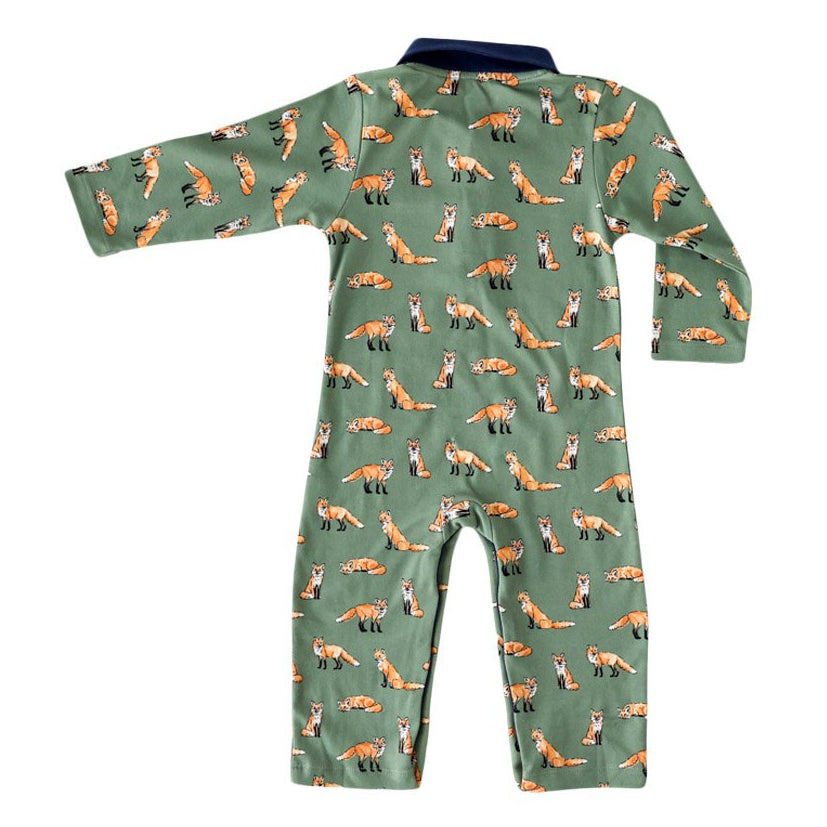 Green Fox Collared Romper - HoneyBug