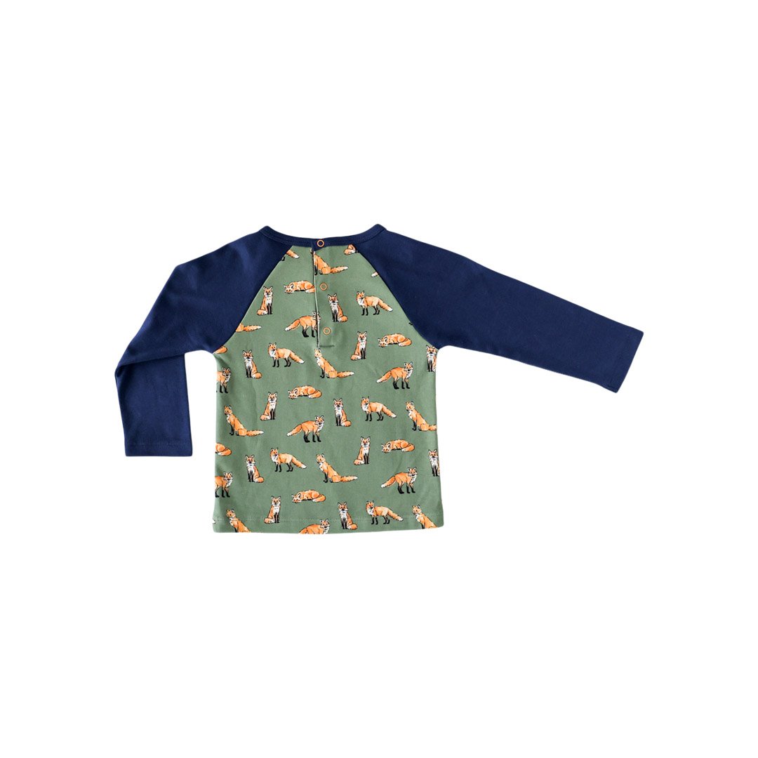 Green Fox Raglan Shirt - HoneyBug