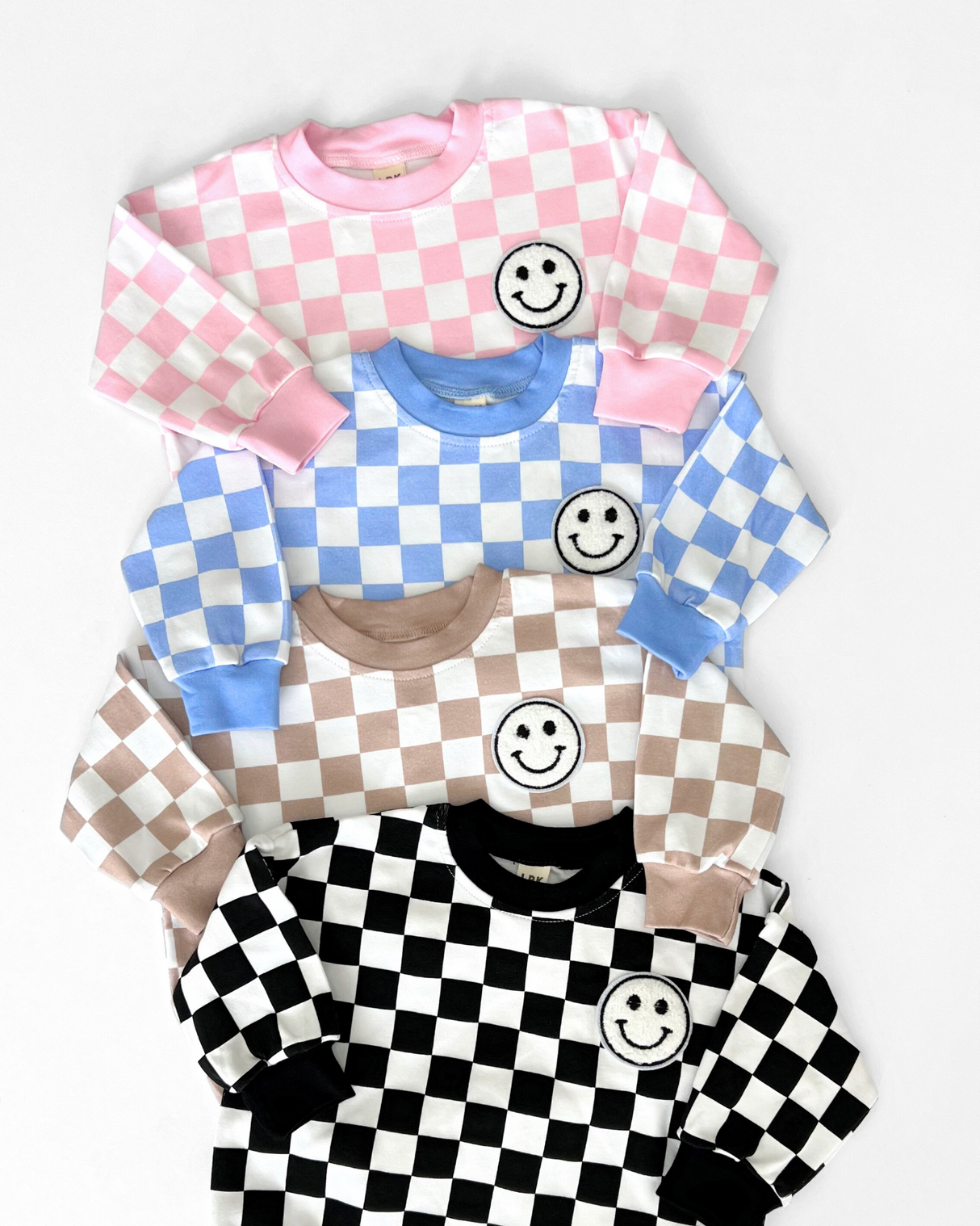 Bubble Romper | Checkered Smiley Blue - HoneyBug