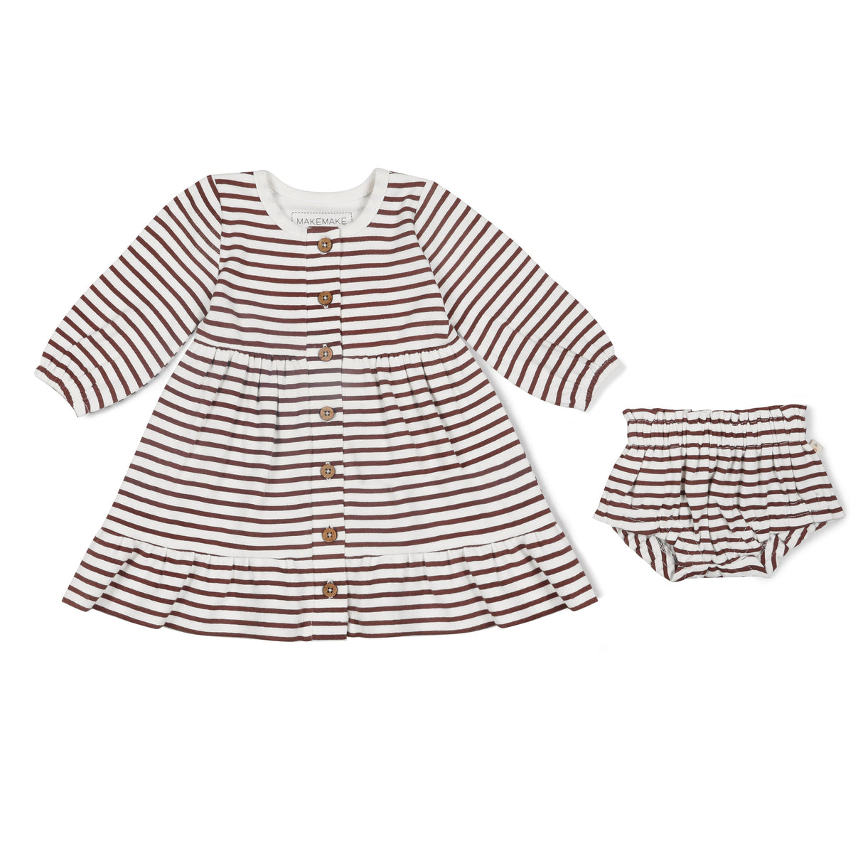 Organic Tiered Dress - Plum Stripes - HoneyBug
