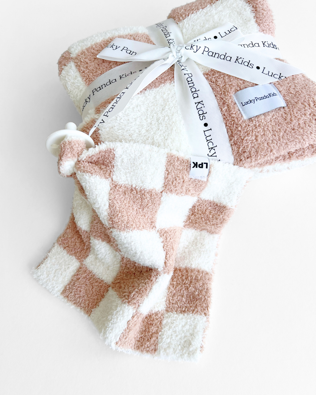 Checkered Plush Lovey | Latte - HoneyBug