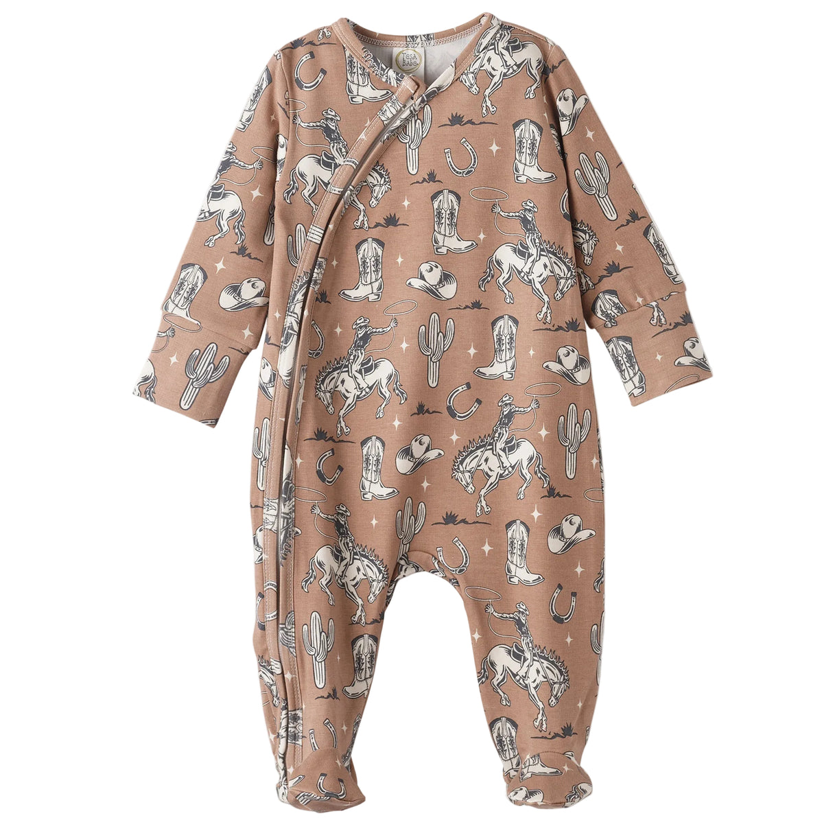 Wild Wrangler/Brown Western Baby Boy Bamboo Zipper Romper