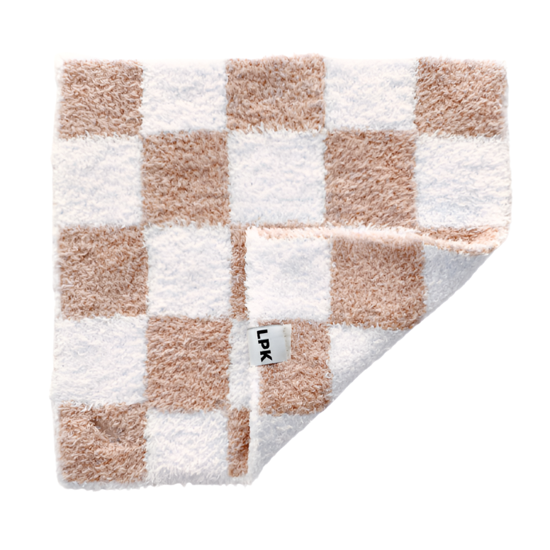 Checkered Plush Lovey | Latte - HoneyBug