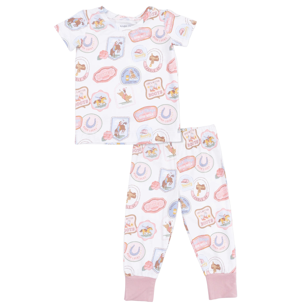 Rodeo Patches Pink - Short Sleeve Loungewear Set