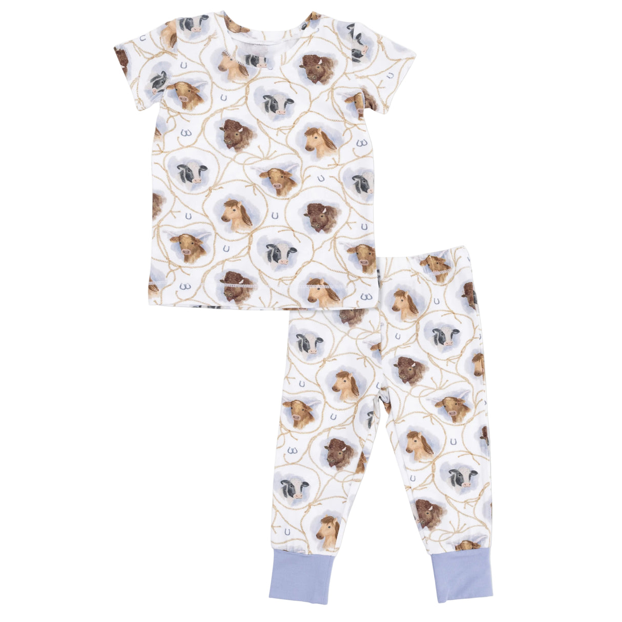 Farm Animals Rope Cameos Uni - Short Sleeve Loungewear Set