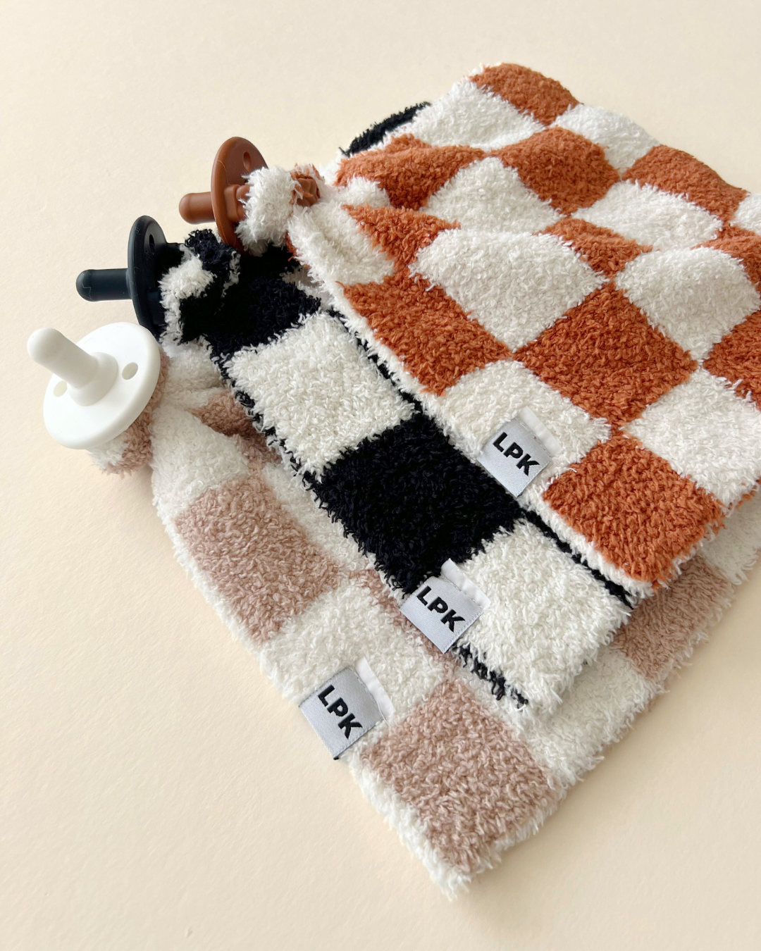 Checkered Plush Lovey | Copper - HoneyBug