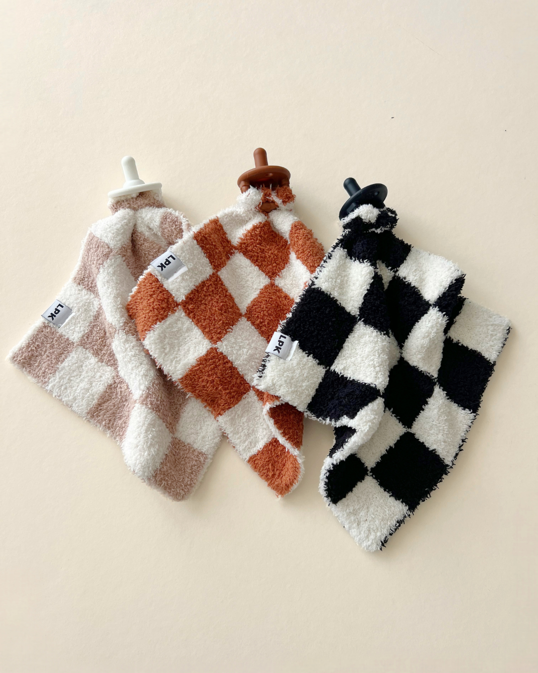 Checkered Plush Lovey | Latte - HoneyBug