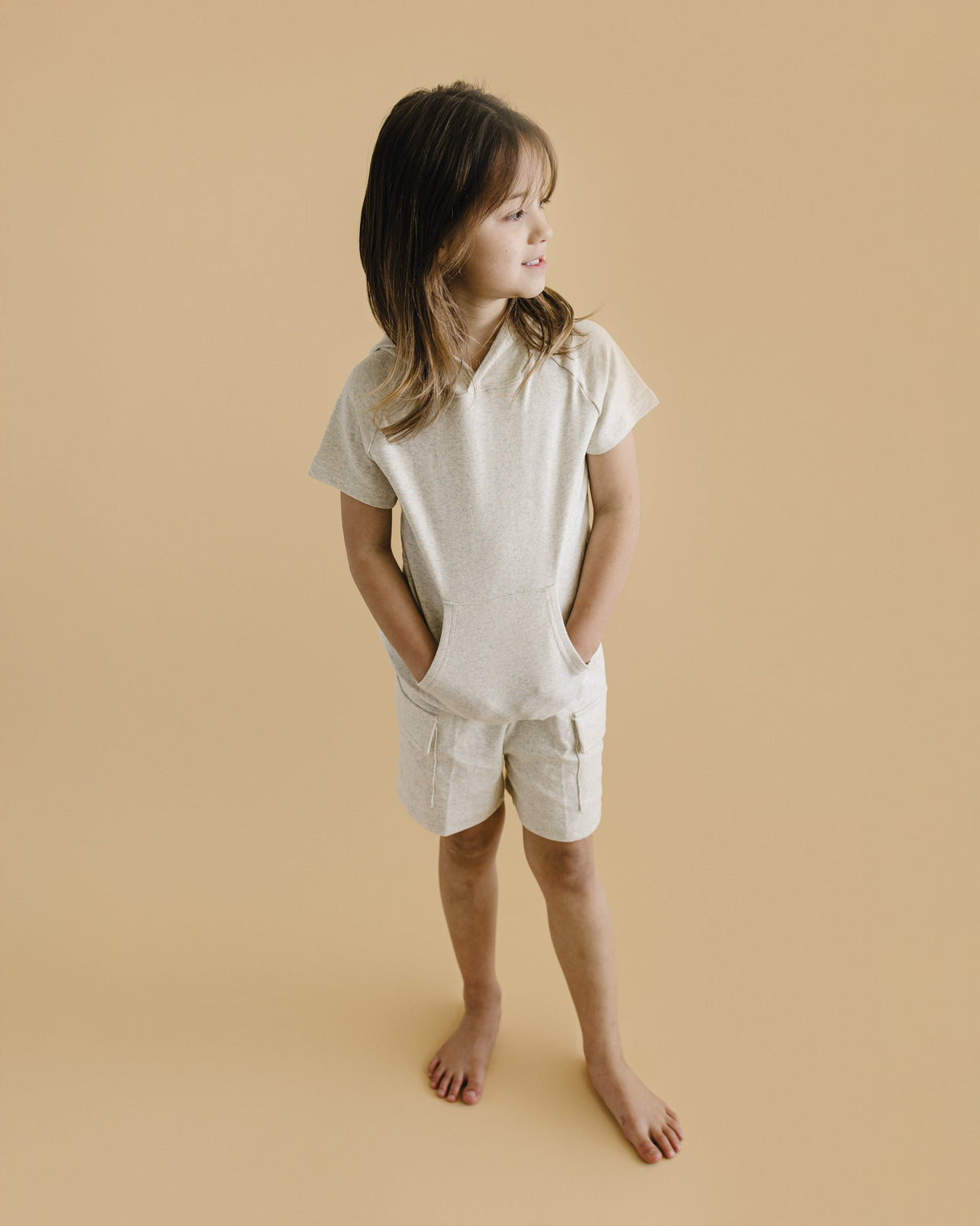 Cargo Shorts Set | Oatmeal - HoneyBug