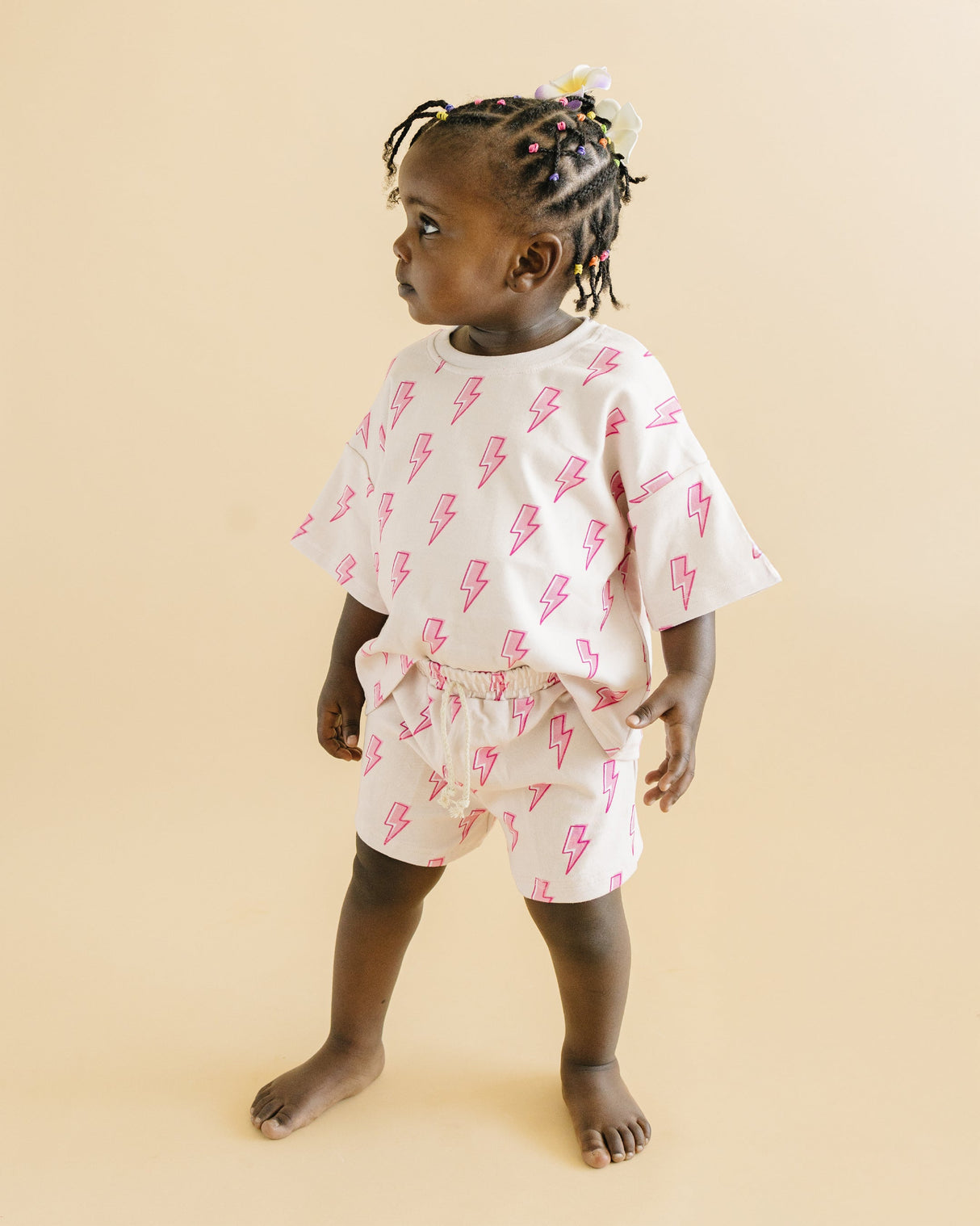 Shorts Set | Pink Bolts - HoneyBug