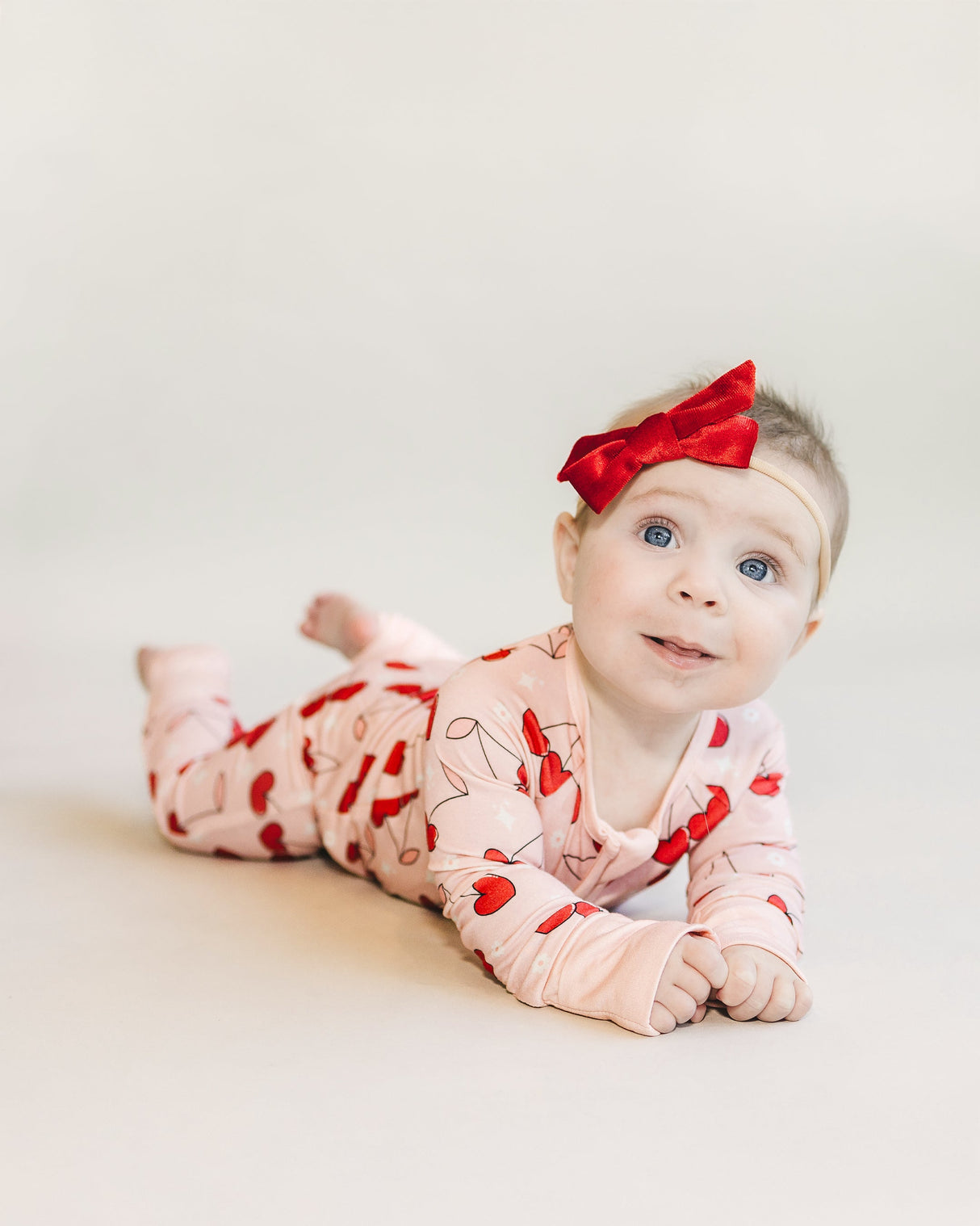 Bamboo Zip Romper | Cherry Heart - HoneyBug
