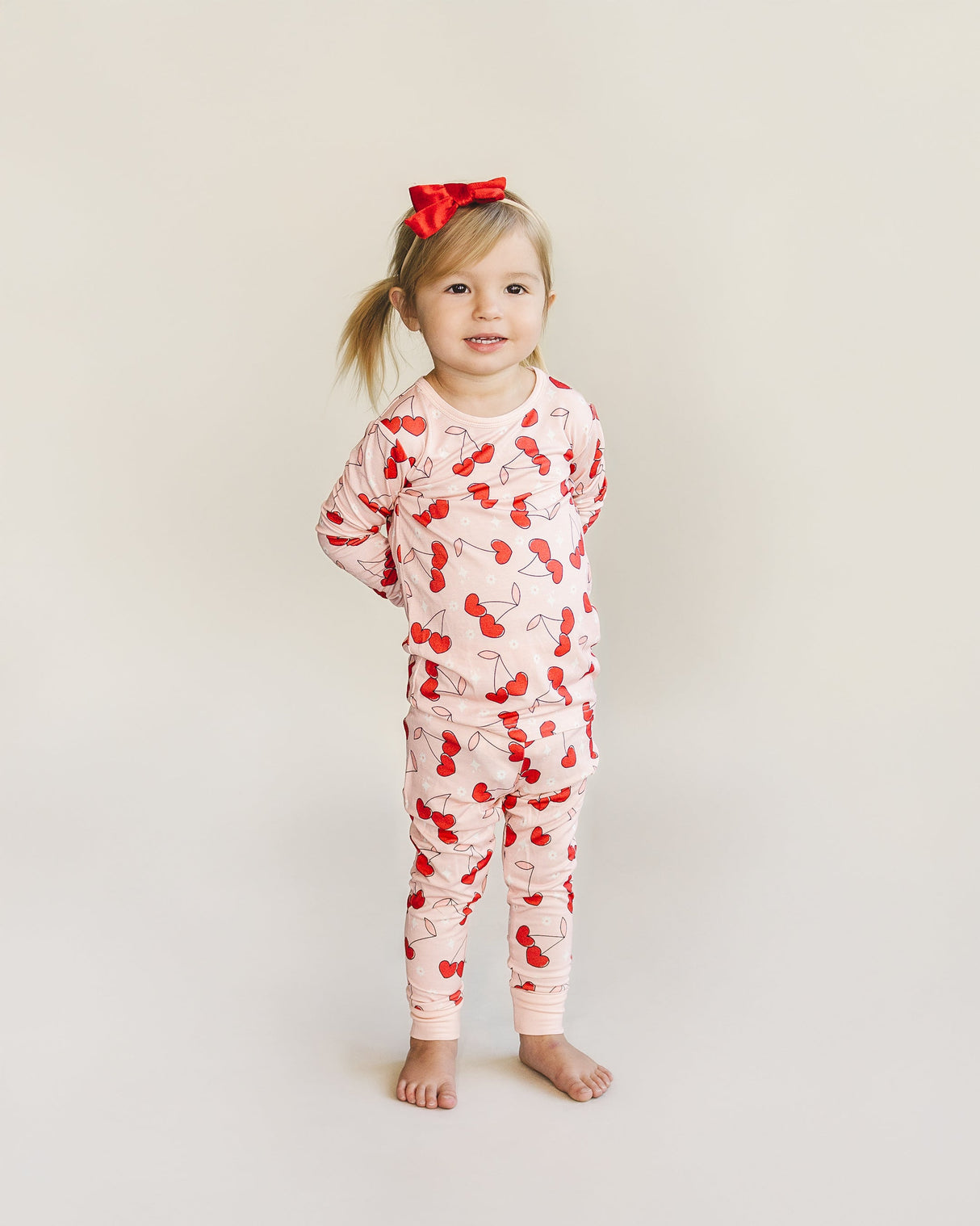 Bamboo Two Piece Set | Cherry Heart - HoneyBug