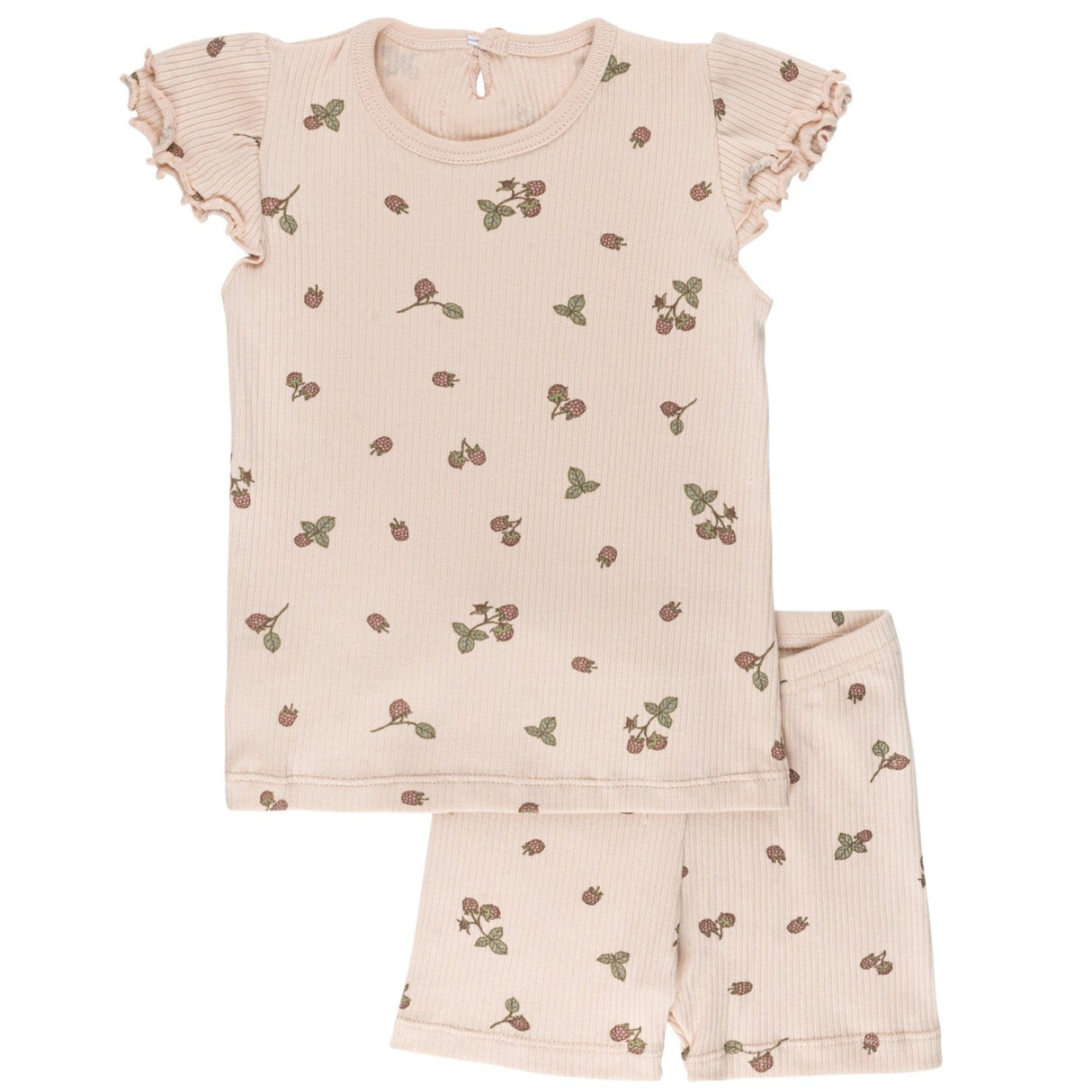 Ribbed Cotton - Raspberries Collection - Short Sleeve Lounge Set - HoneyBug