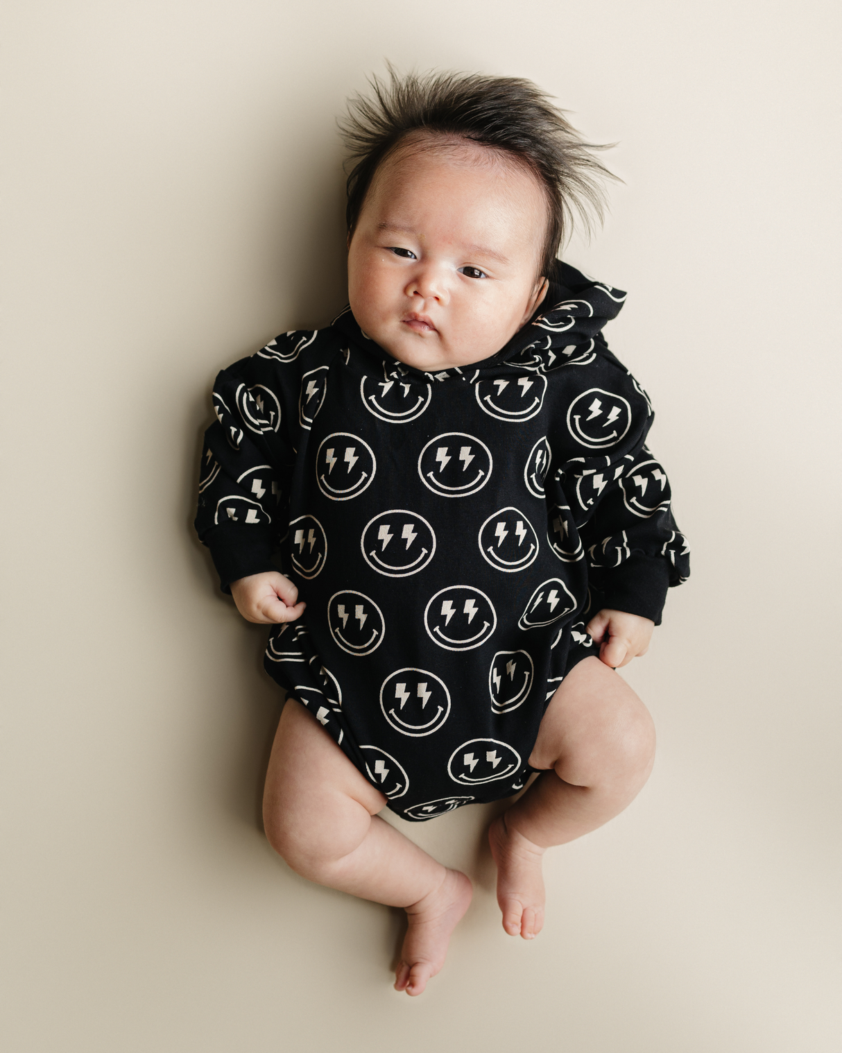 Hooded Bubble Romper | Electric Smiley - HoneyBug