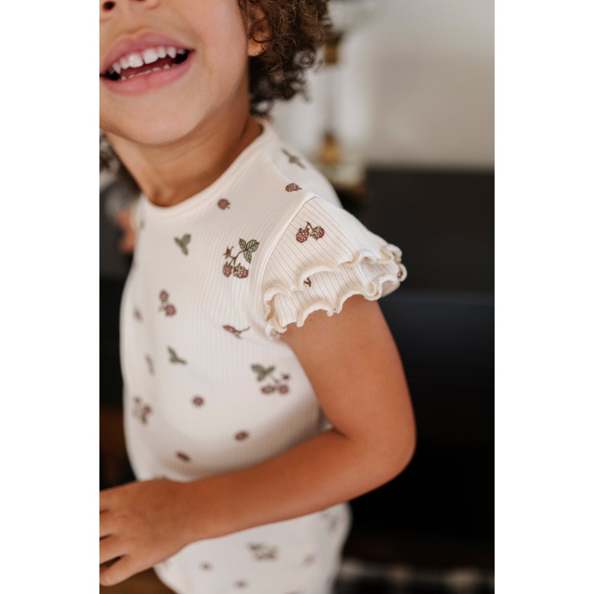 Ribbed Cotton - Raspberries Collection - Short Sleeve Lounge Set - HoneyBug