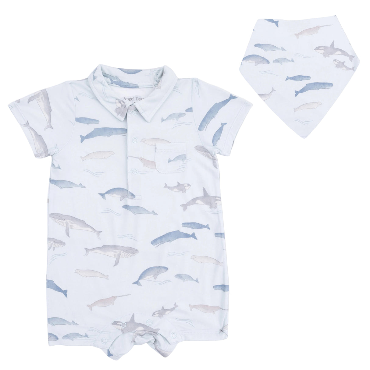 Little Whales - Polo Shortie & Bandana Bib